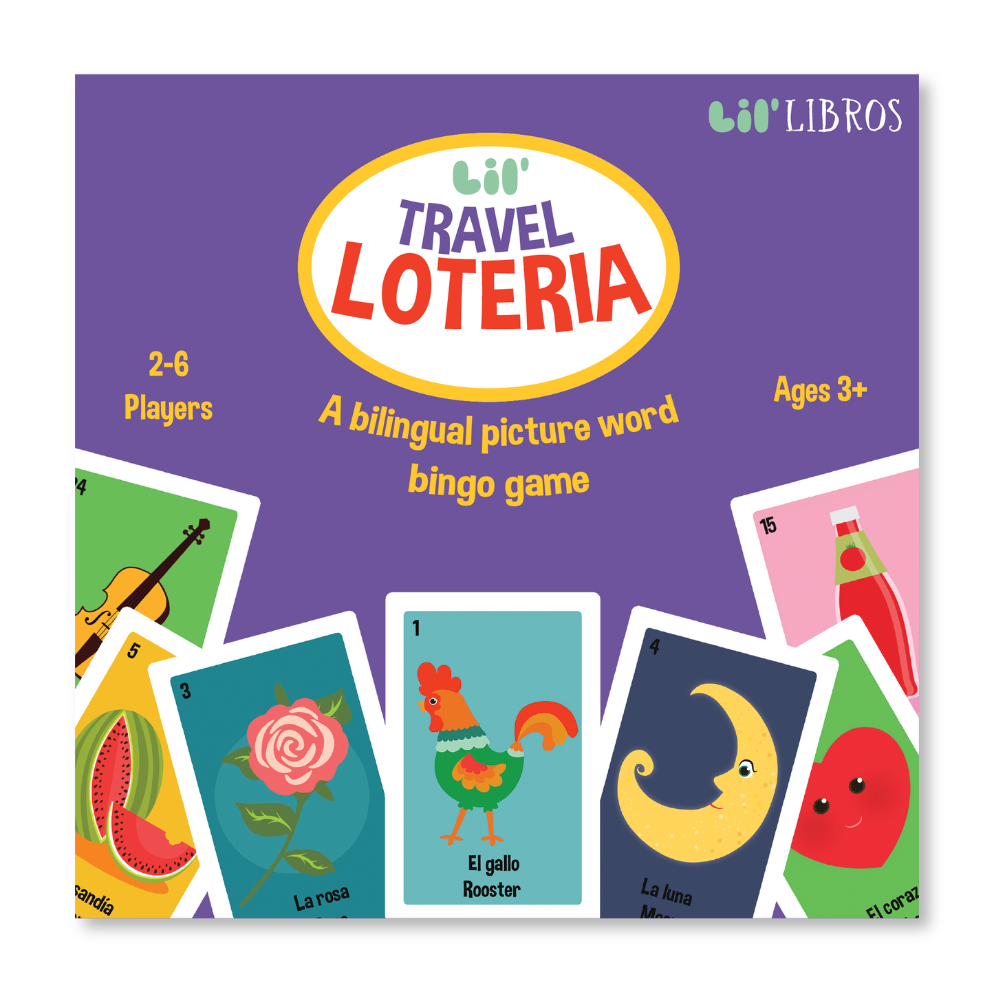 Lil' Libros ~ Bilingual Children's Books & Games - Lil’ Travel Loteria: A Bilingual Picture Word Bingo Game (Bilingual: English and Spanish)