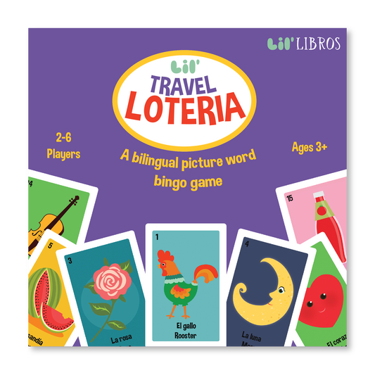 Lil' Libros ~ Bilingual Children's Books & Games - Lil’ Travel Loteria: A Bilingual Picture Word Bingo Game (Bilingual: English and Spanish)