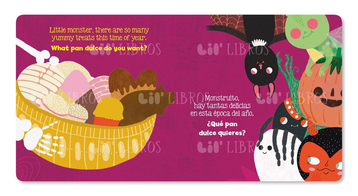 Lil' Libros ~ Bilingual Children's Books & Games - Little Monster, what Pan Dulce do you want? (Bilingual: English and Spanish)