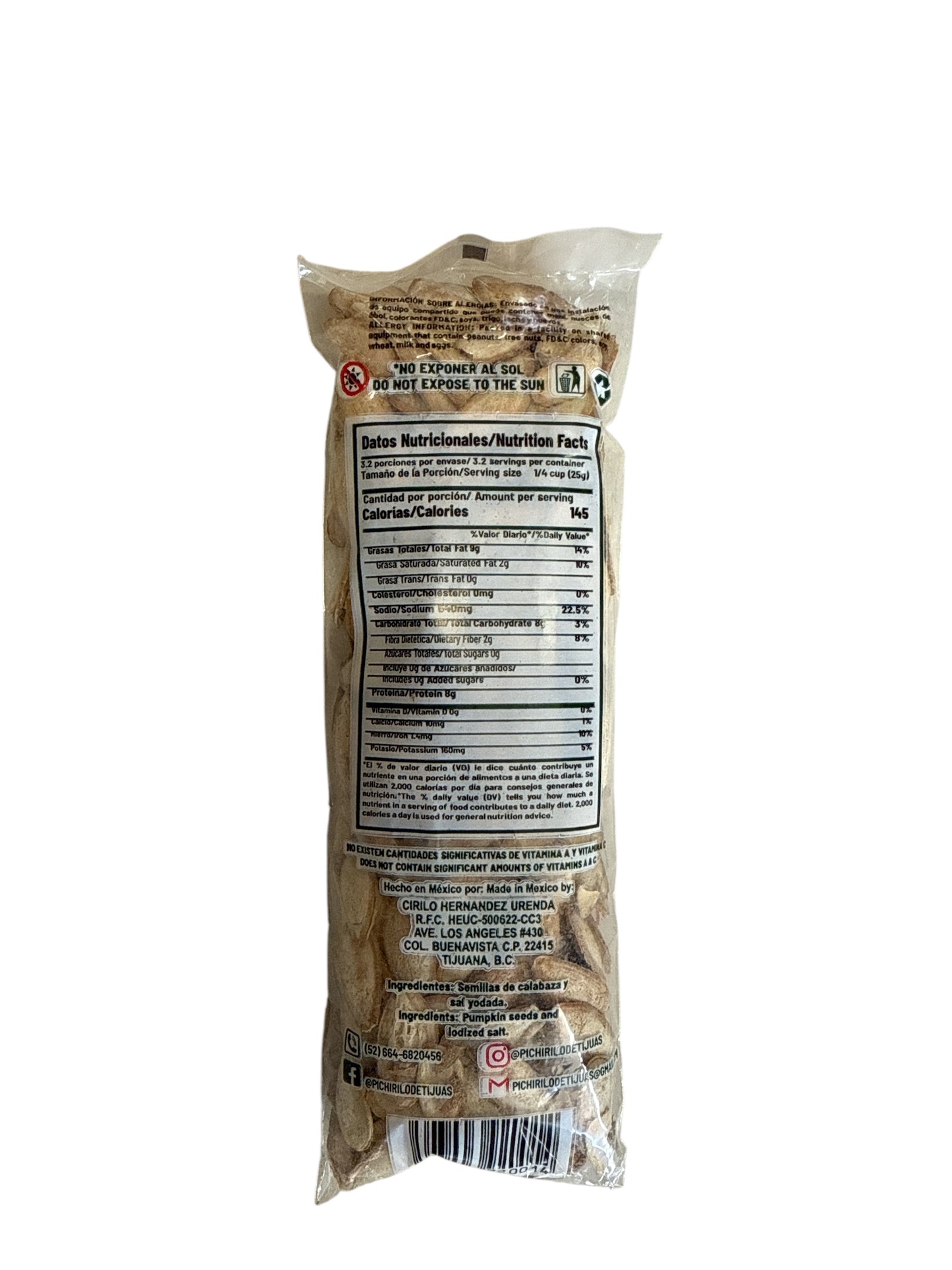 Pichirilo- Semilla de calabaza, 2.82 oz, single bag