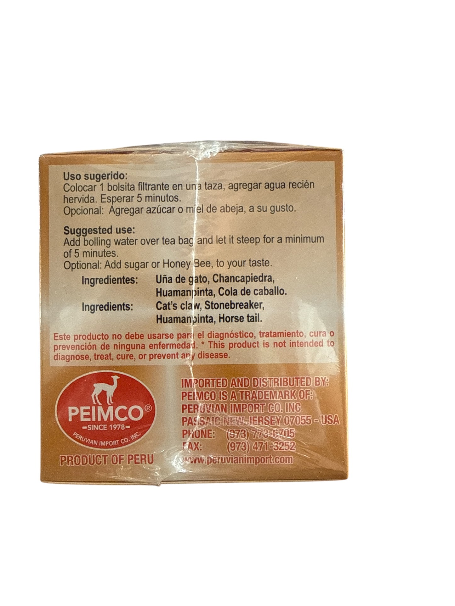 Incas Food - Te Rinosan, 1.23 oz, Box with 25
