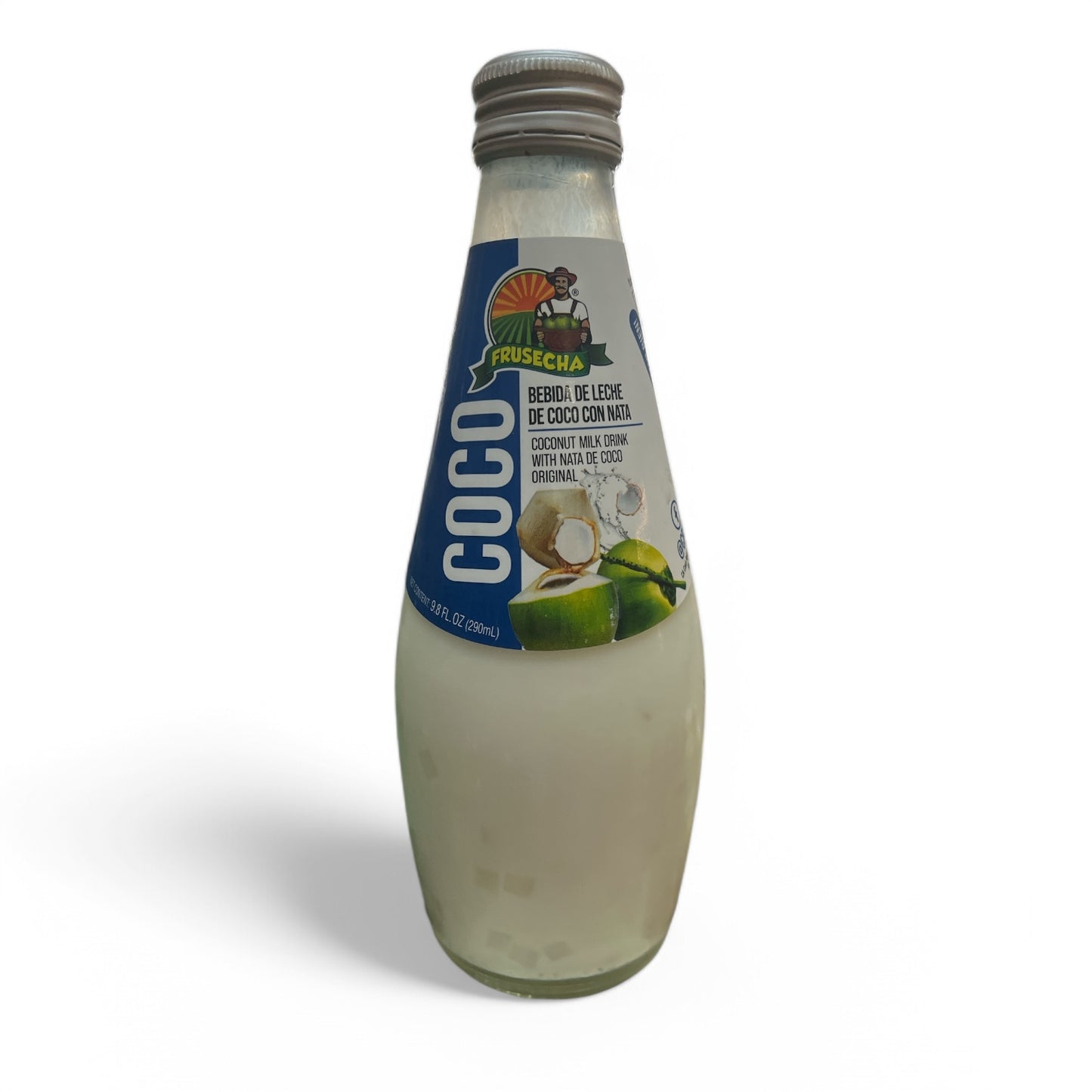Frusecha- Leche de Coco con nata, 9.8 oz, Glass Bottle