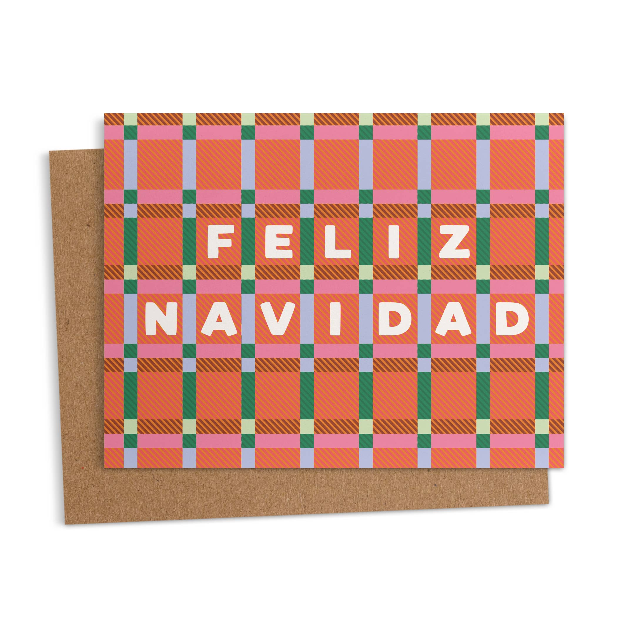 Ana Peake - Boxed Set of 6 Feliz Navidad Plaid Spanish Greeting Cards 