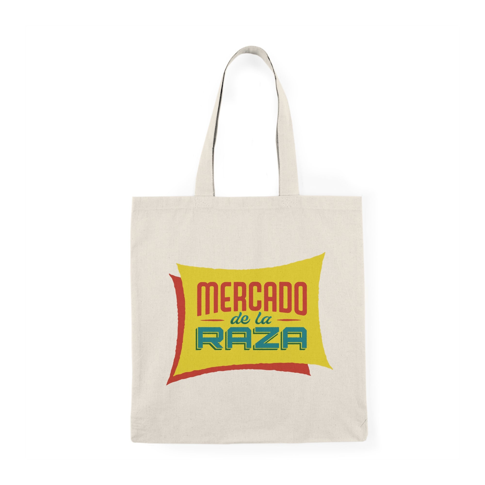 Mercado de la Raza Natural Tote Bag - Eco-Friendly Shopping Bag (Red)