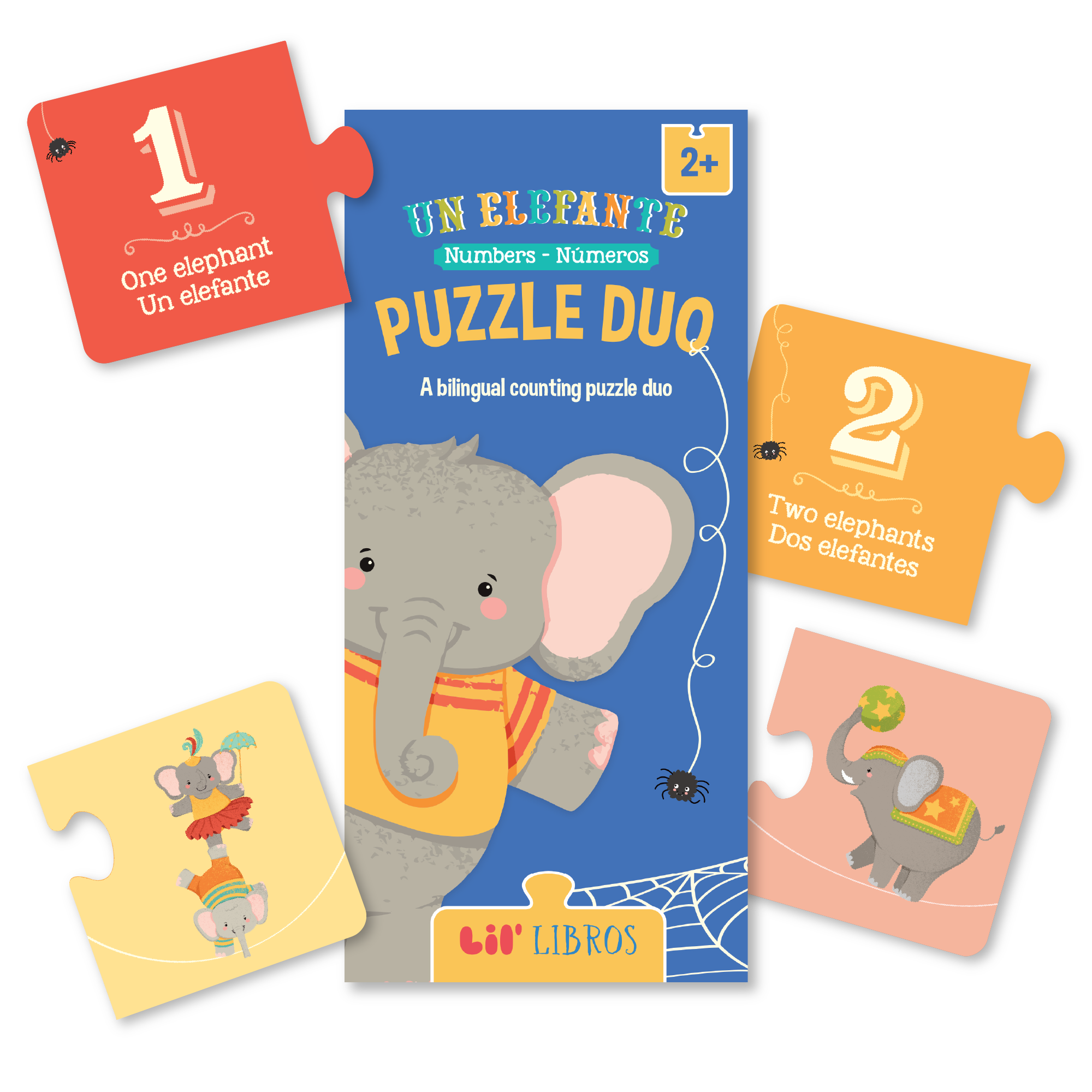 Lil' Libros ~ Bilingual Children's Books & Games - Un Elefante: Numbers / Números Puzzle Duo