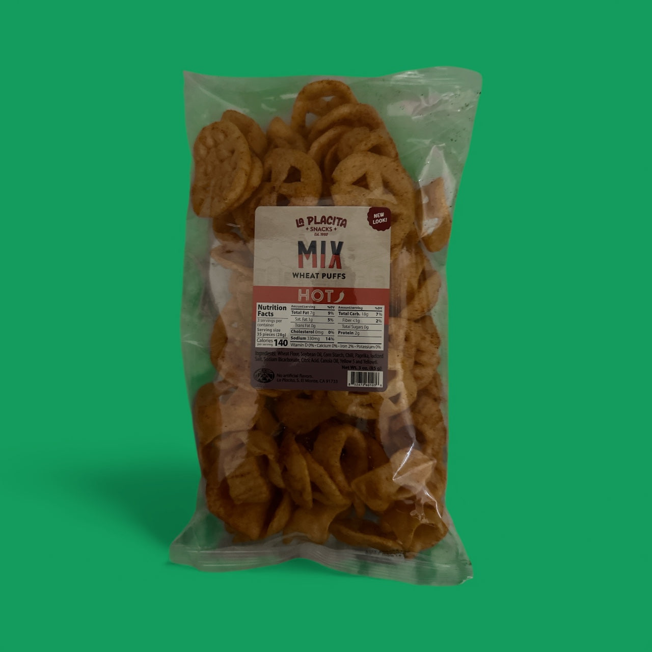 La Placita - Mix hot chicharrones / wheat puffs, 3 oz
