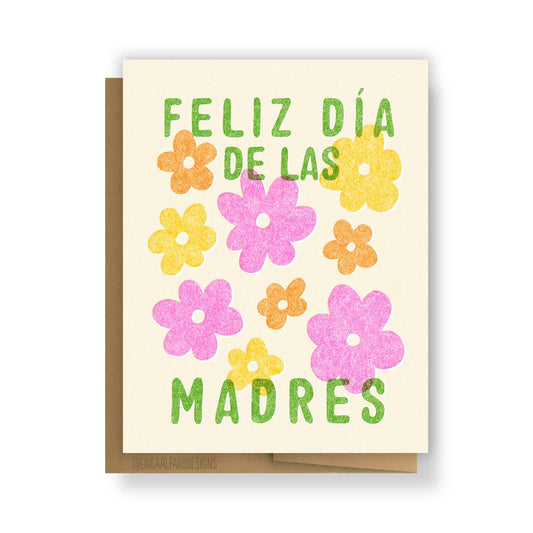 Erica Alfaro Designs - Feliz Dia De Las Madres Retro Flowers Greeting Card