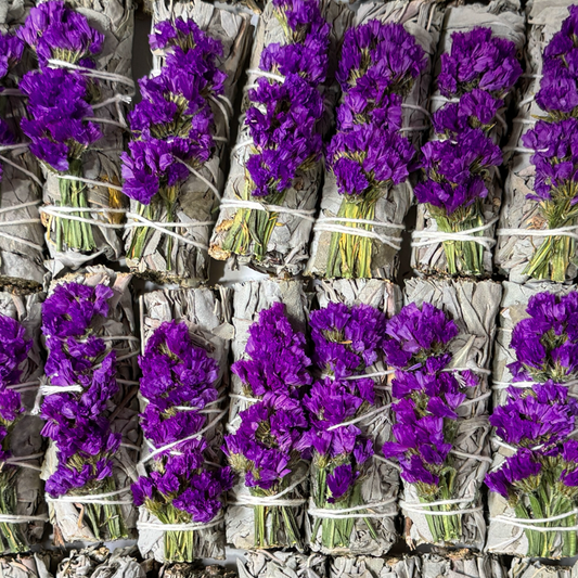 Sarimoire - Dark Purple Statice, Sinuata, Floral Sage Wand