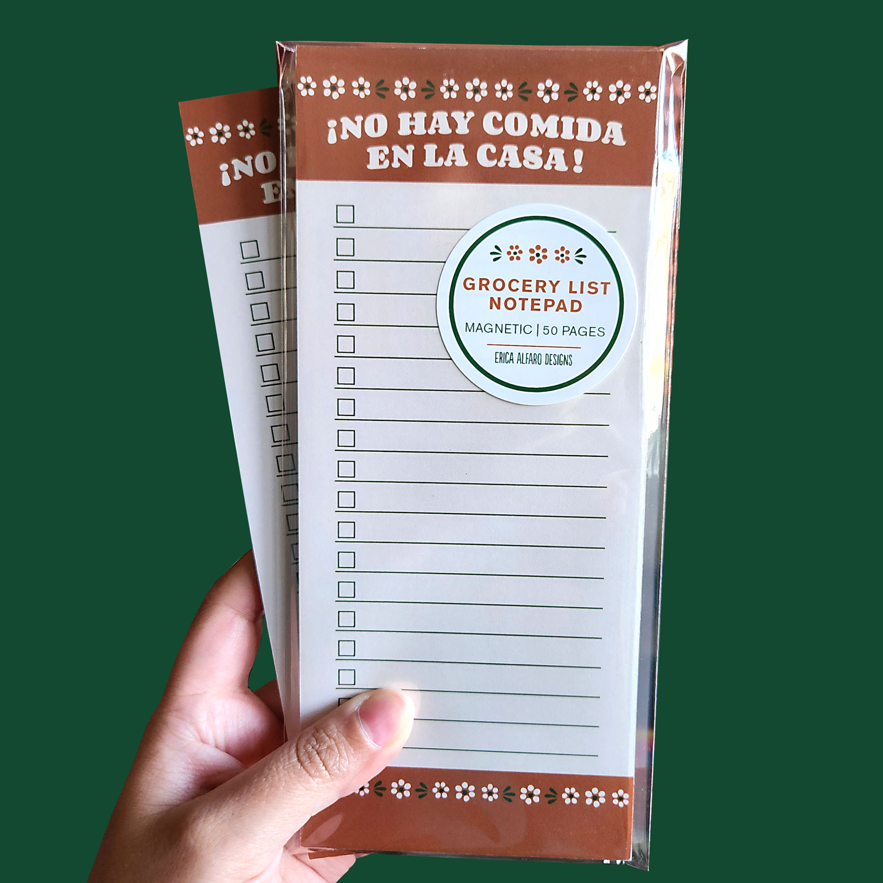 Erica Alfaro Designs - No Hay Comida En La Casa Grocery List Magnetic Notepad
