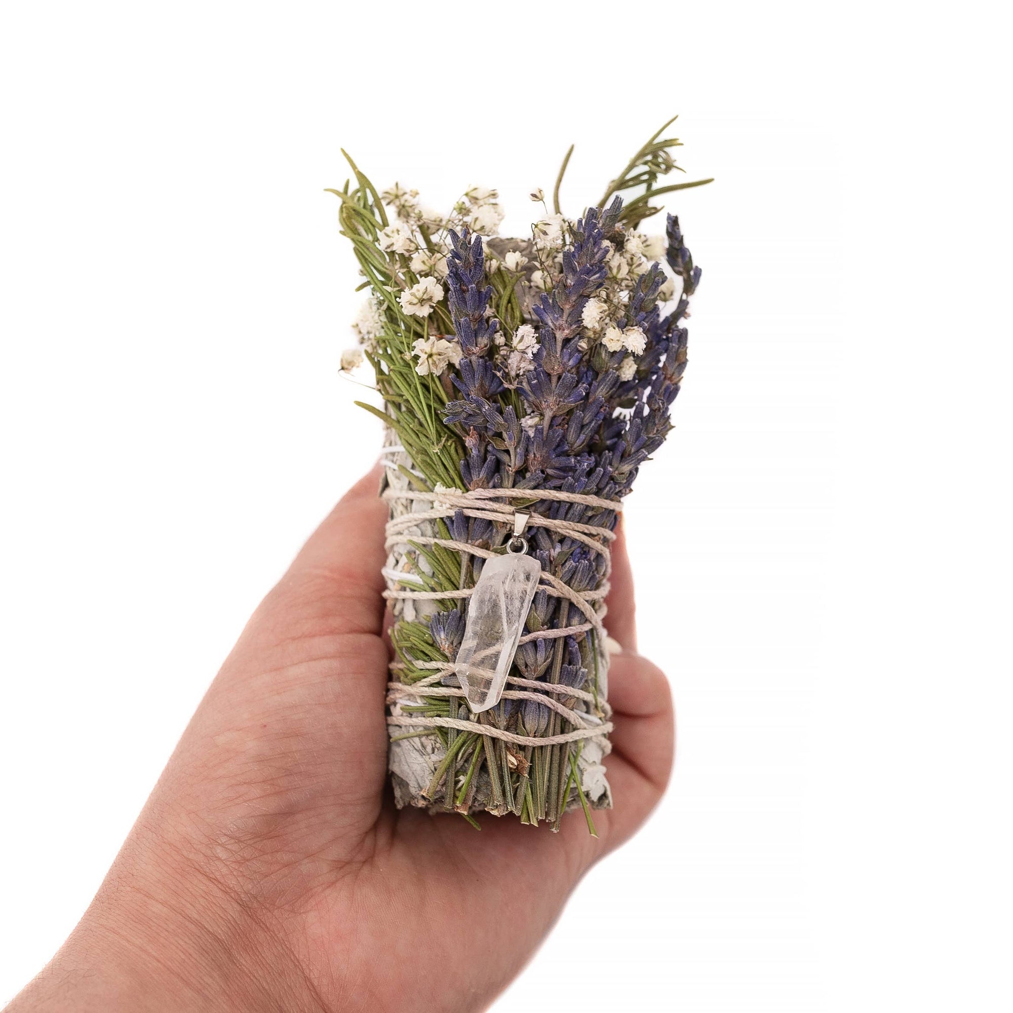 Sarimoire - Floral Sage Clear Quartz Pendant Spiritual Cleansing Bundle