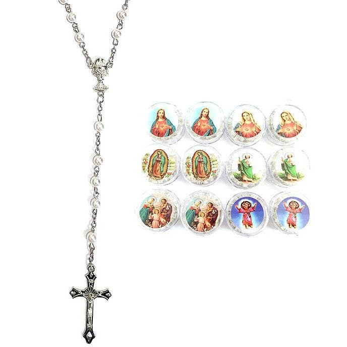 Diacly - 12pk Catholic Beads Medal Cross Rosary