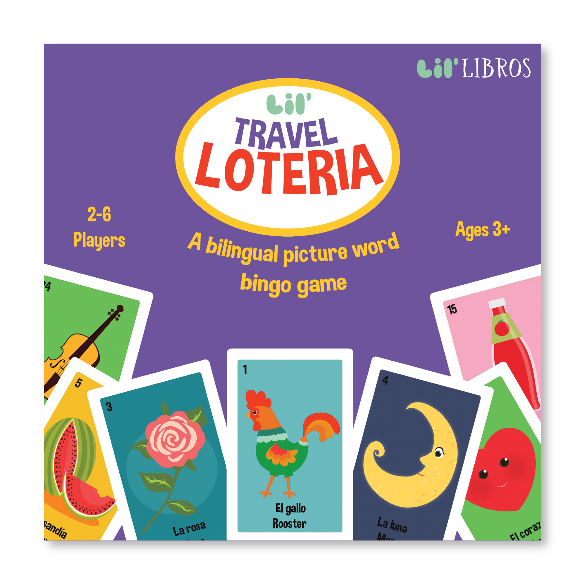 Lil' Libros ~ Bilingual Children's Books & Games - Lil’ Travel Loteria: A Bilingual Picture Word Bingo Game (Bilingual: English and Spanish)