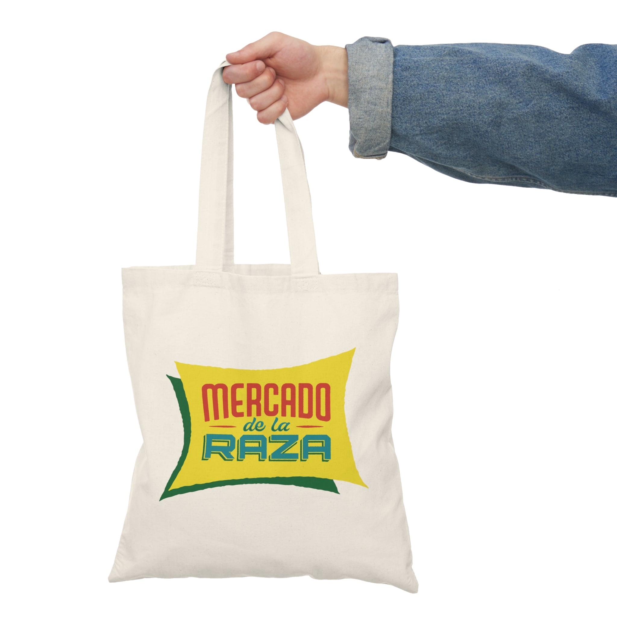Mercado de la Raza Natural Tote Bag - Eco-Friendly Shopping Bag (Green)