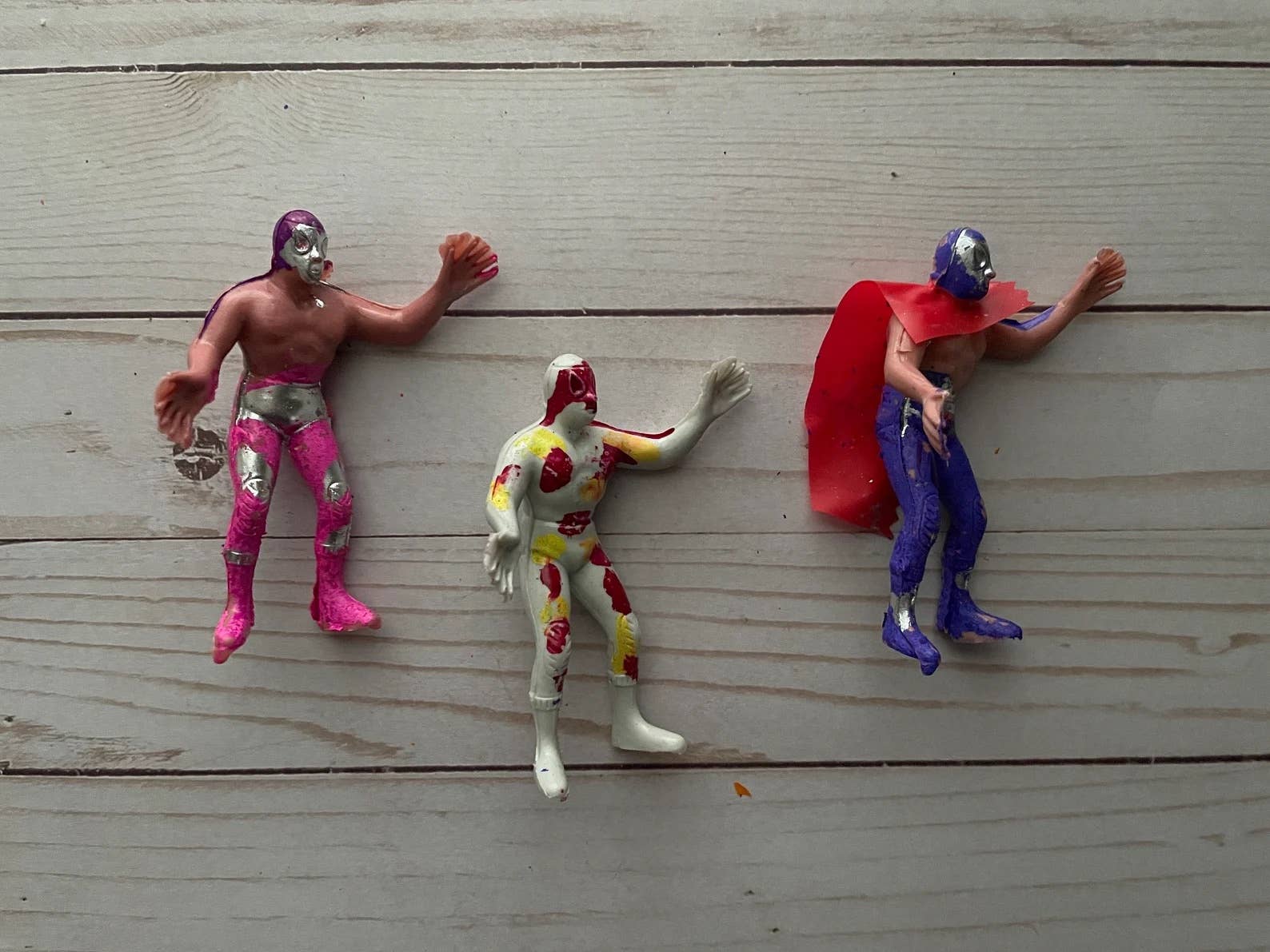 Viva Greetings - Set of 6 Luchador Plastic Toy Wrestlers Mexico