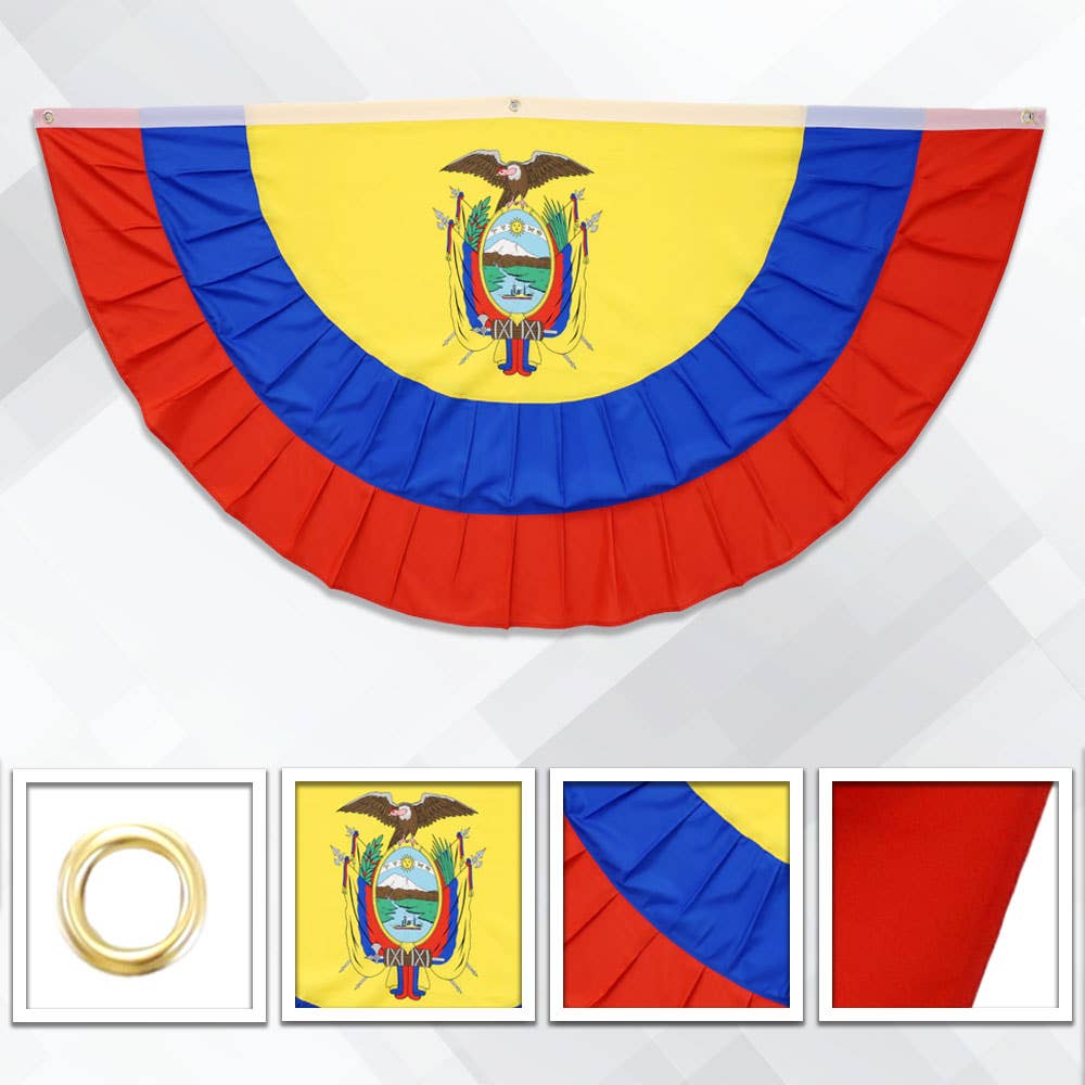Flags Importer - Ecuador 3x6ft Pleated Bunting Flag