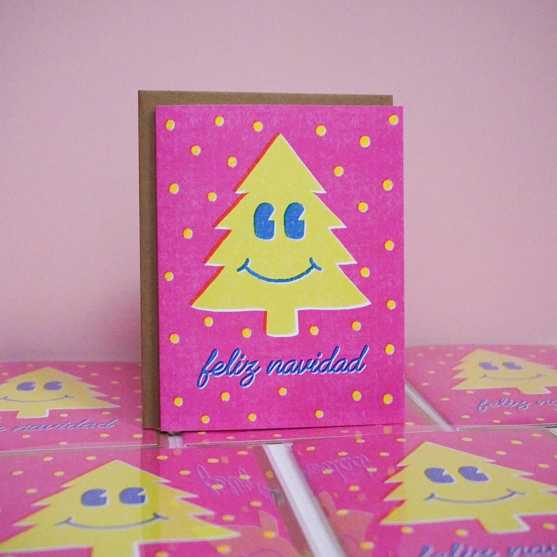 Erica Alfaro Designs - Feliz Navidad Happy Tree Retro Greeting Card