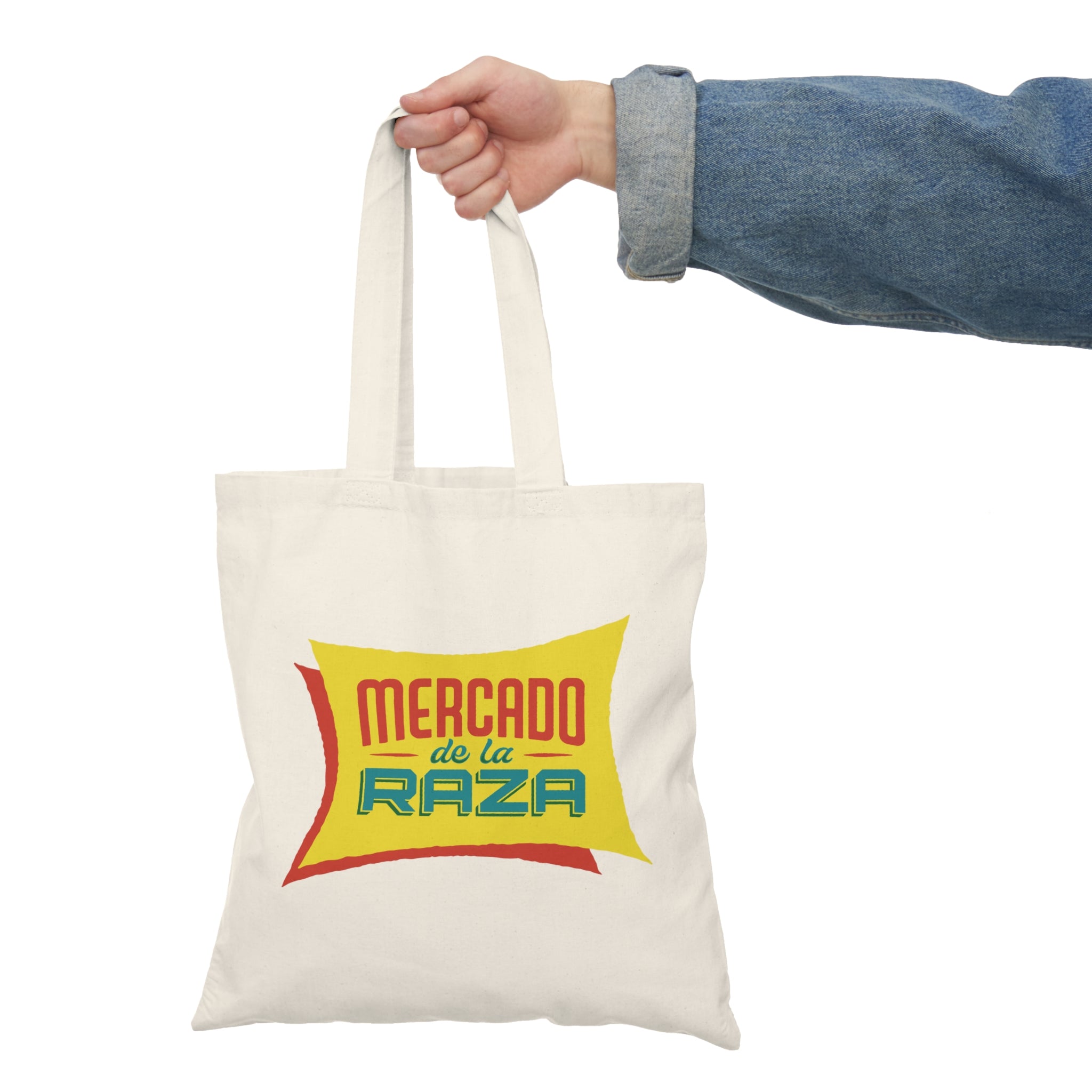 Mercado de la Raza Natural Tote Bag - Eco-Friendly Shopping Bag (Red)