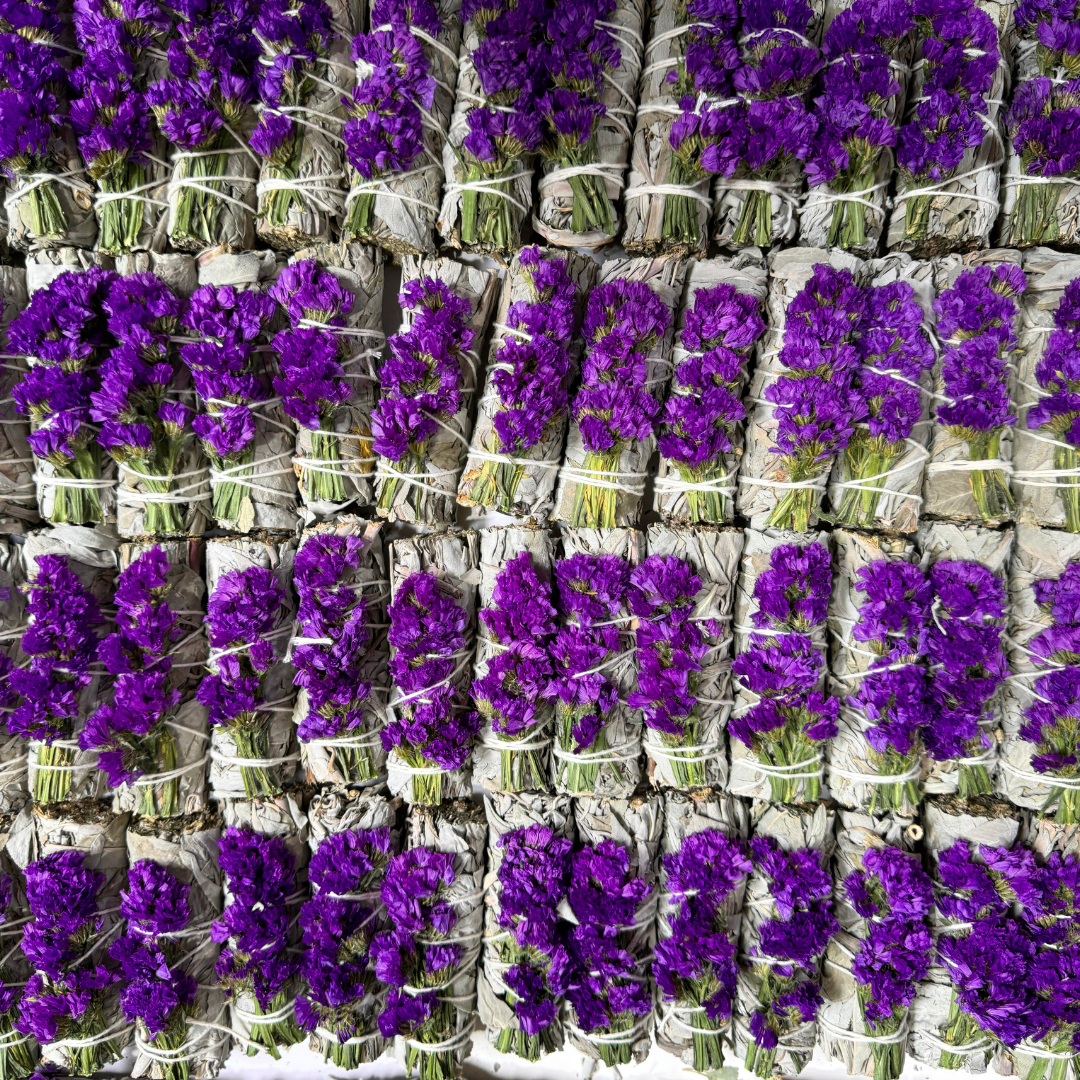 Sarimoire - Dark Purple Statice, Sinuata, Floral Sage Wand