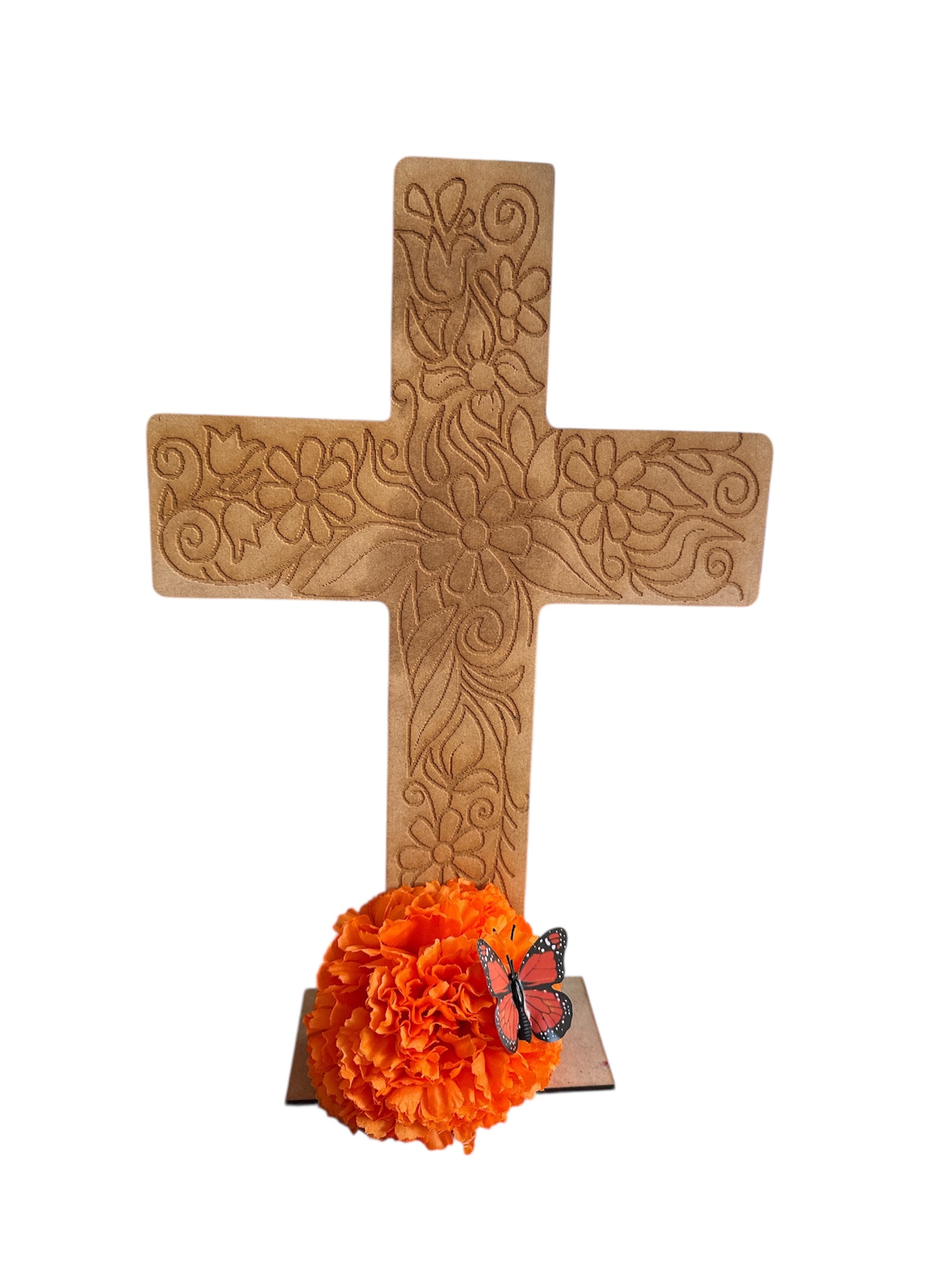 MDLR - Cruz madera w/cempasuchil