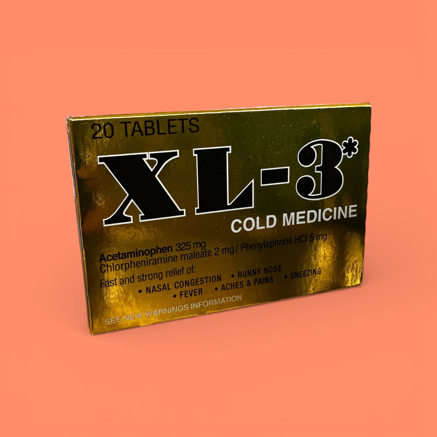 XL-3 Cold Medicine Gold, 0.64 oz, Box with 20 tablets