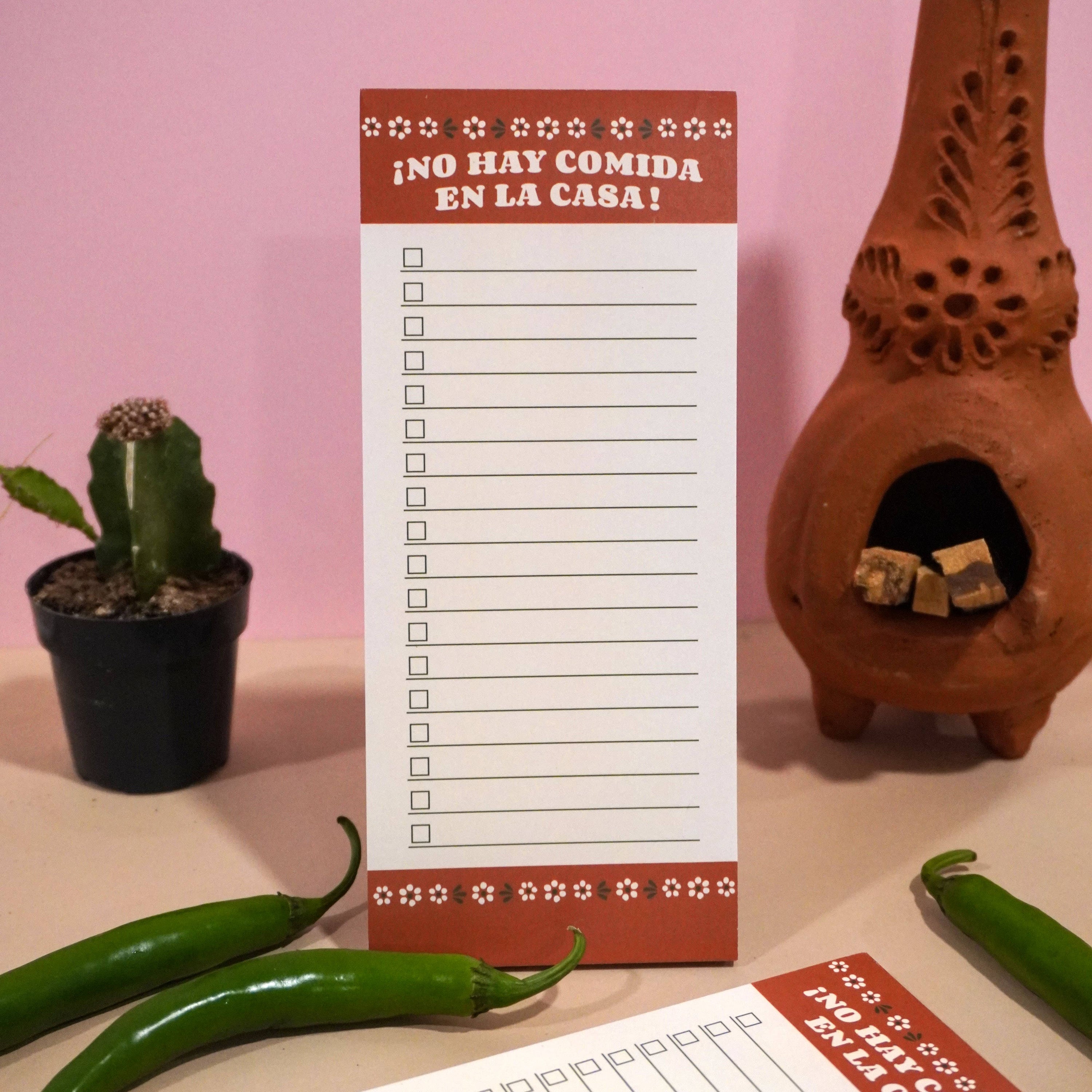 Erica Alfaro Designs - No Hay Comida En La Casa Grocery List Magnetic Notepad