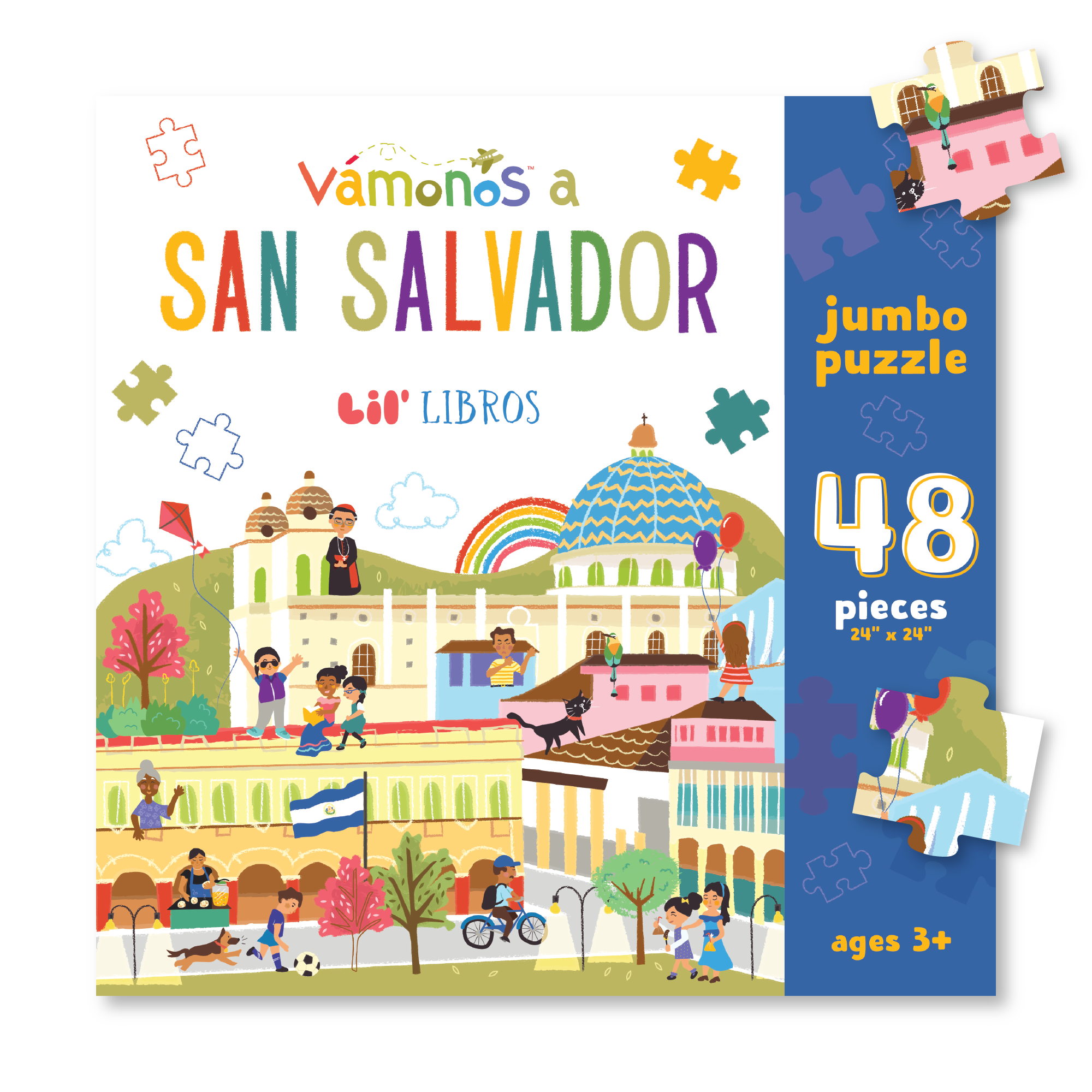 Lil' Libros ~ Bilingual Children's Books & Games - VÁMONOS: San Salvador Jumbo Puzzle (Bilingual: English and Spanish)