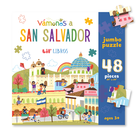 Lil' Libros ~ Bilingual Children's Books & Games - VÁMONOS: San Salvador Jumbo Puzzle (Bilingual: English and Spanish)