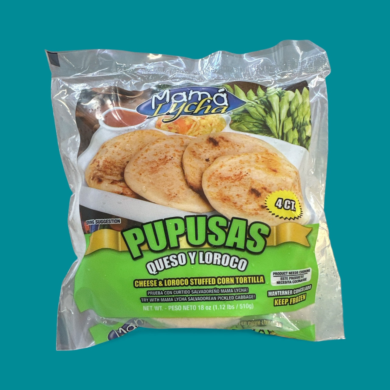 Mama Lycha - Pupusa de Queso & Loroco, 4pk, 18 oz