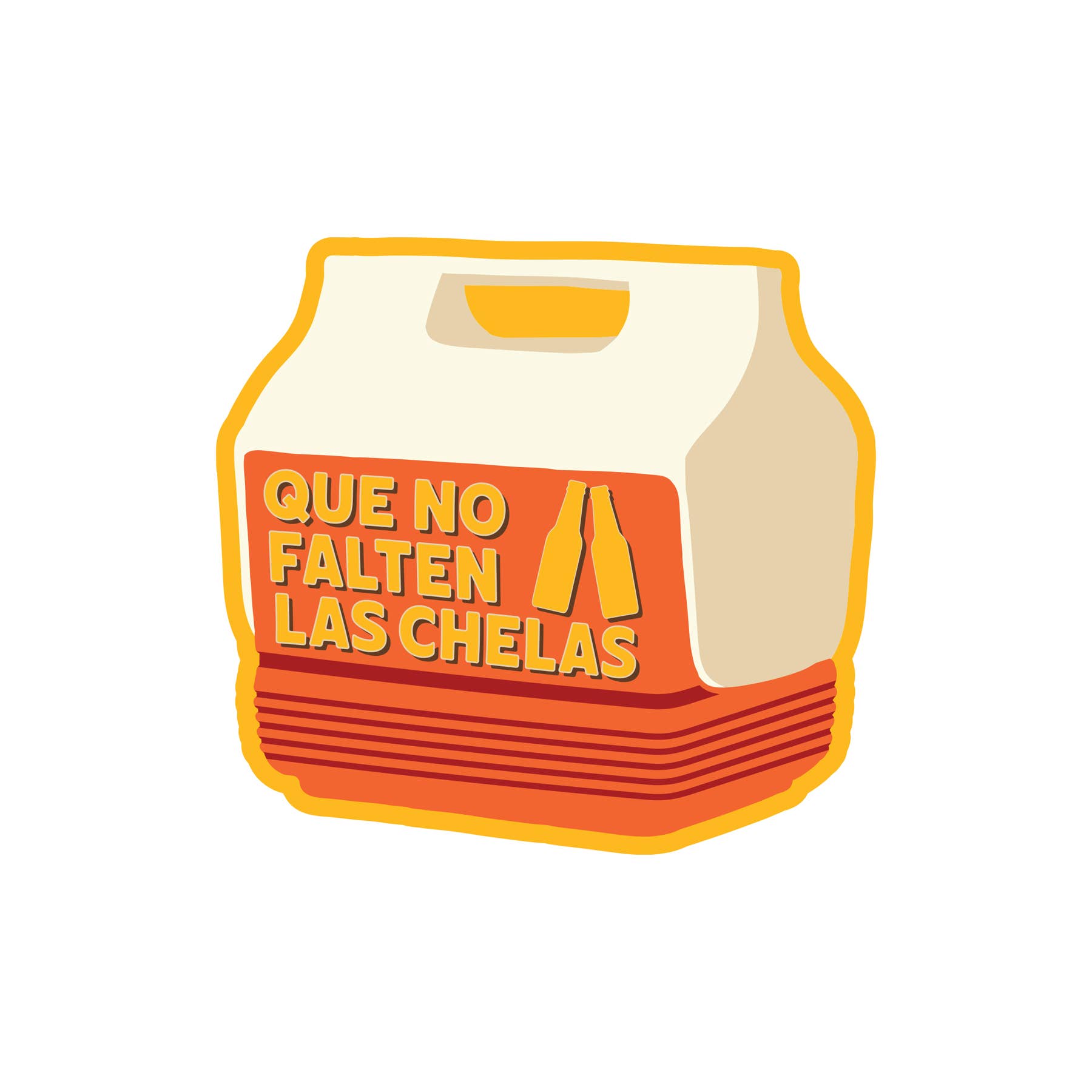 Erica Alfaro Designs - Que No Falten Las Chelas Retro Cooler Vinyl Sticker