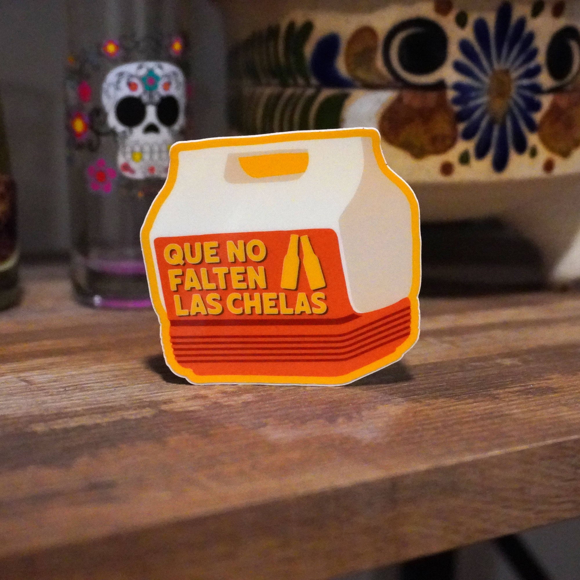Erica Alfaro Designs - Que No Falten Las Chelas Retro Cooler Vinyl Sticker