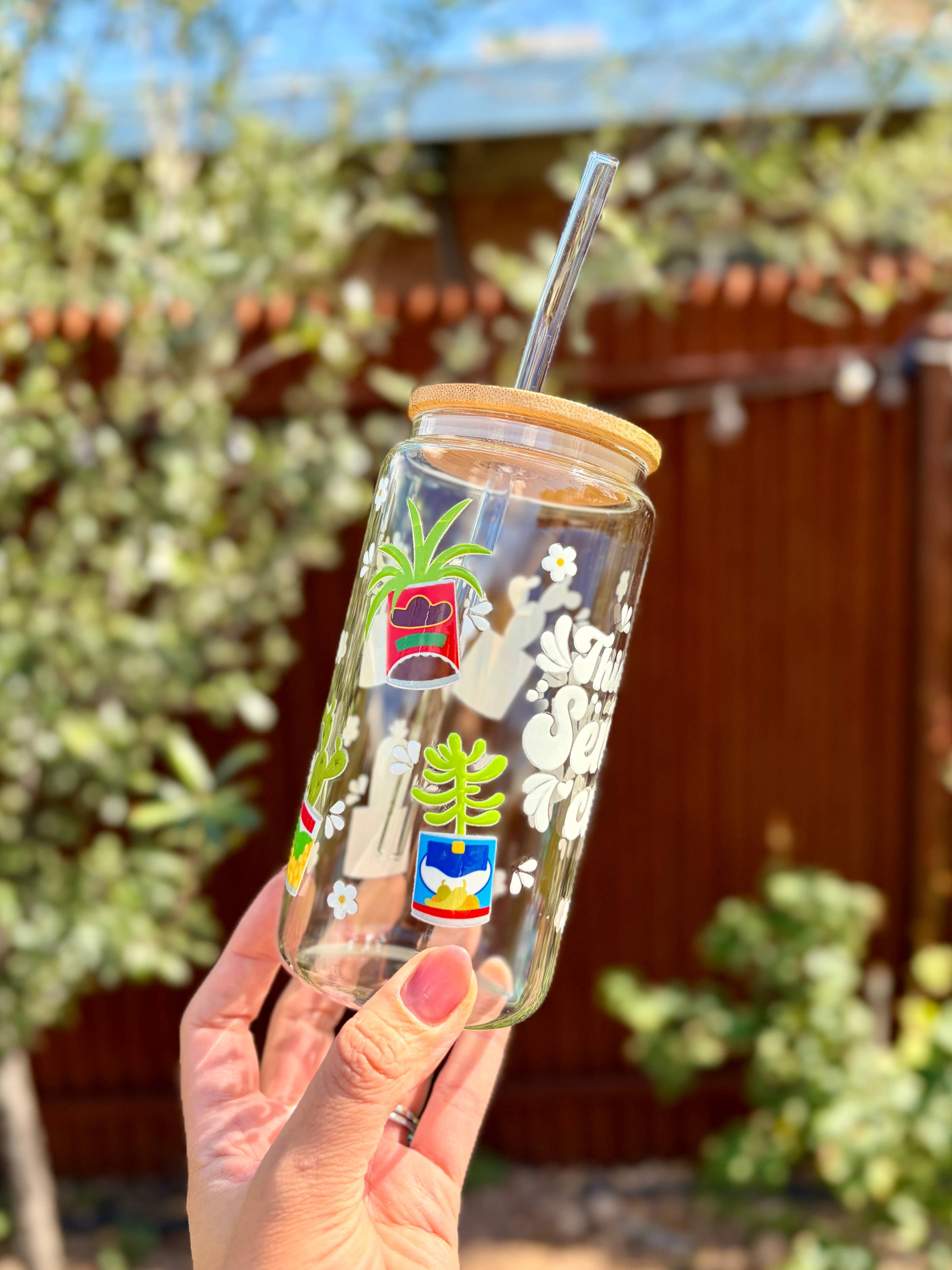 Las Changuis Tianguis - This Is My Señora Cup Glass Can Cup – 16oz Cactus Pots