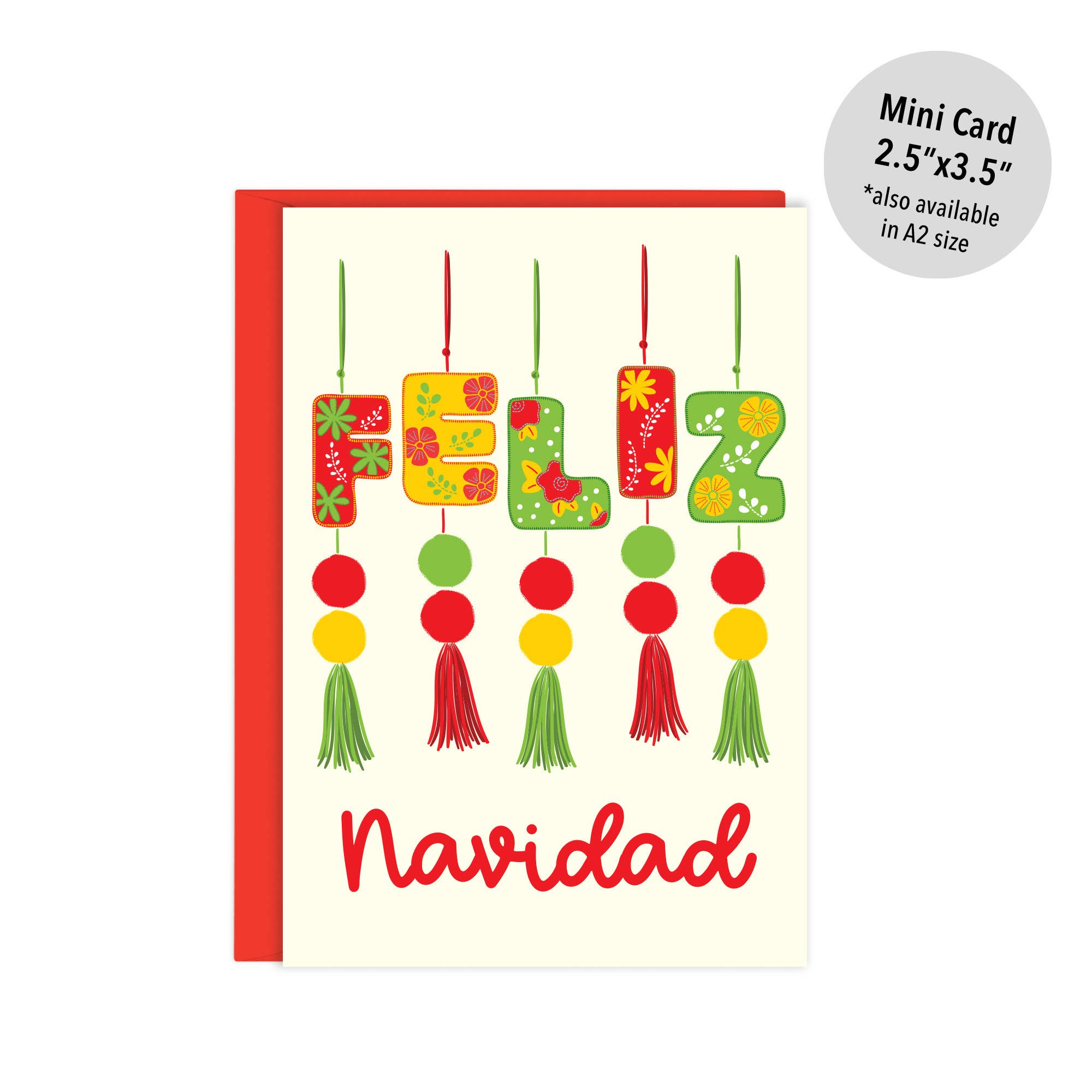 Lucy Loves Paper - Mini Folded Feliz Navidad Card | Holiday Card in Spanish