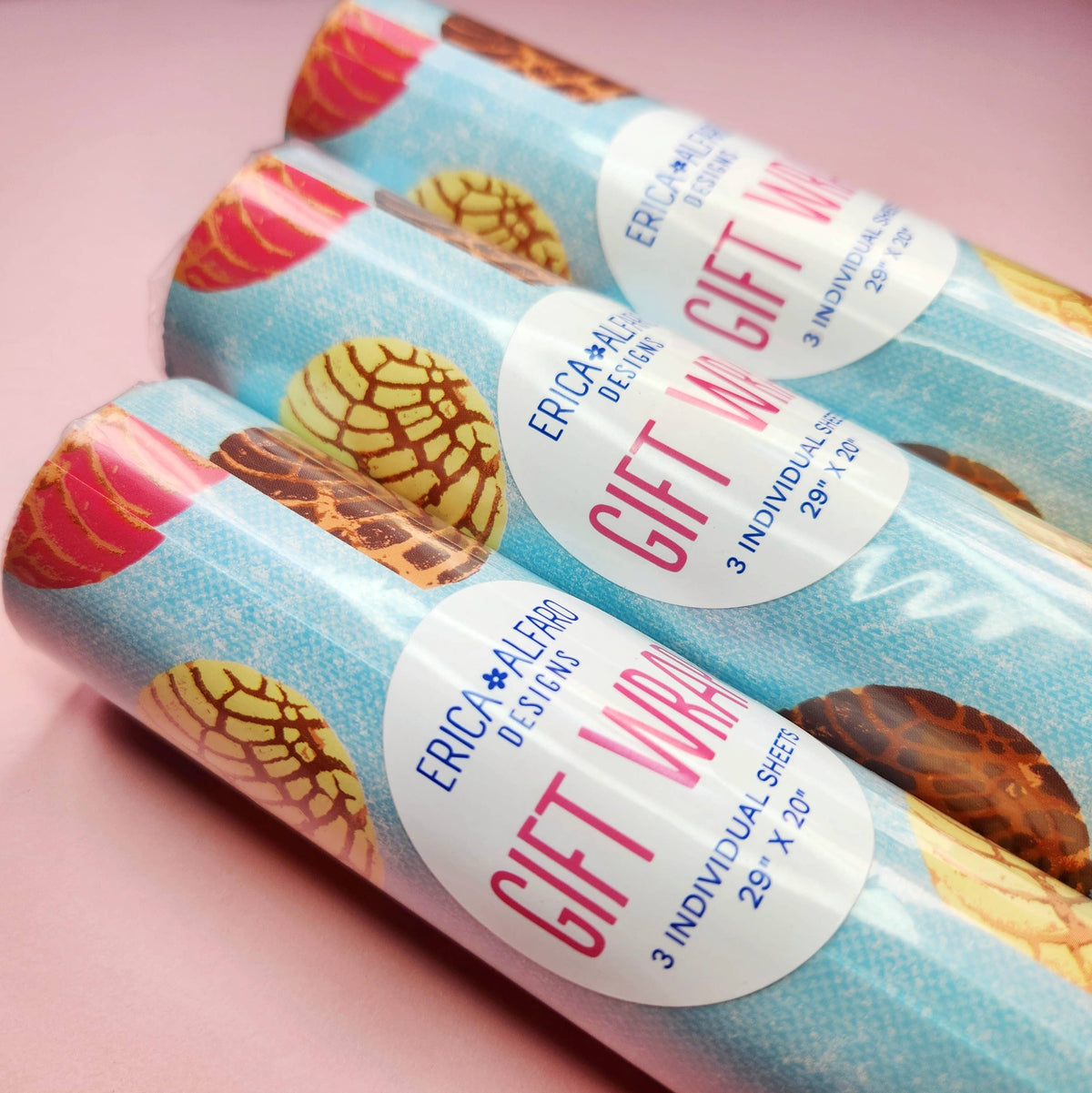 Erica Alfaro Designs - Pan Dulce Concha Gift Wrap Roll of 3 Sheets