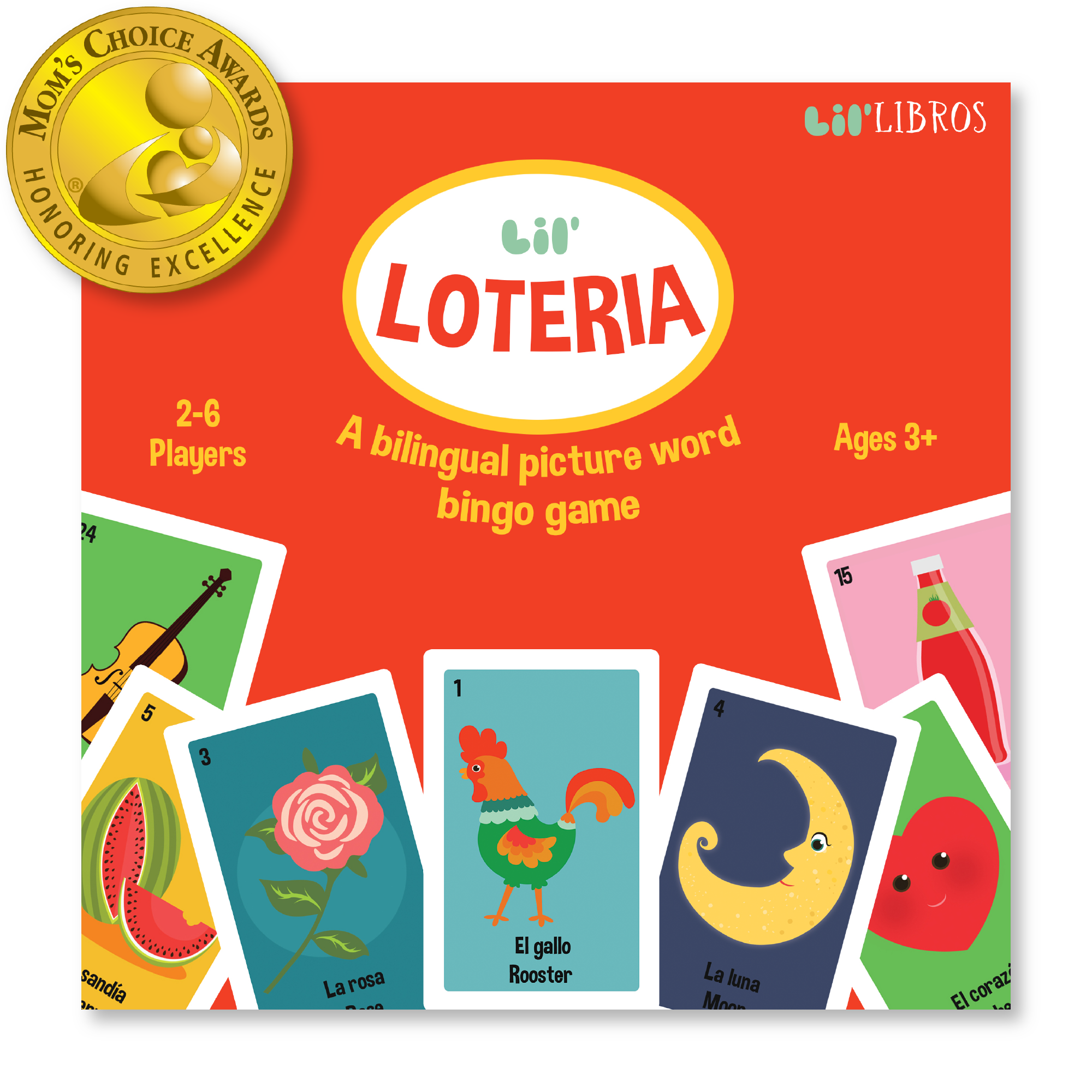 Lil' Libros ~ Bilingual Children's Books & Games - Lil’ Loteria: A Bilingual Picture Word Bingo Game (Bilingual English and Spanish)