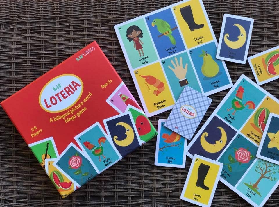 Lil' Libros ~ Bilingual Children's Books & Games - Lil’ Loteria: A Bilingual Picture Word Bingo Game (Bilingual English and Spanish)