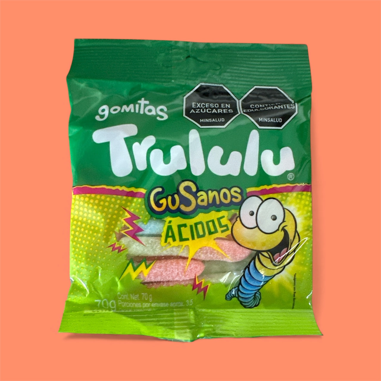Trululu - Gomitas gusanos ácidos , 70grs