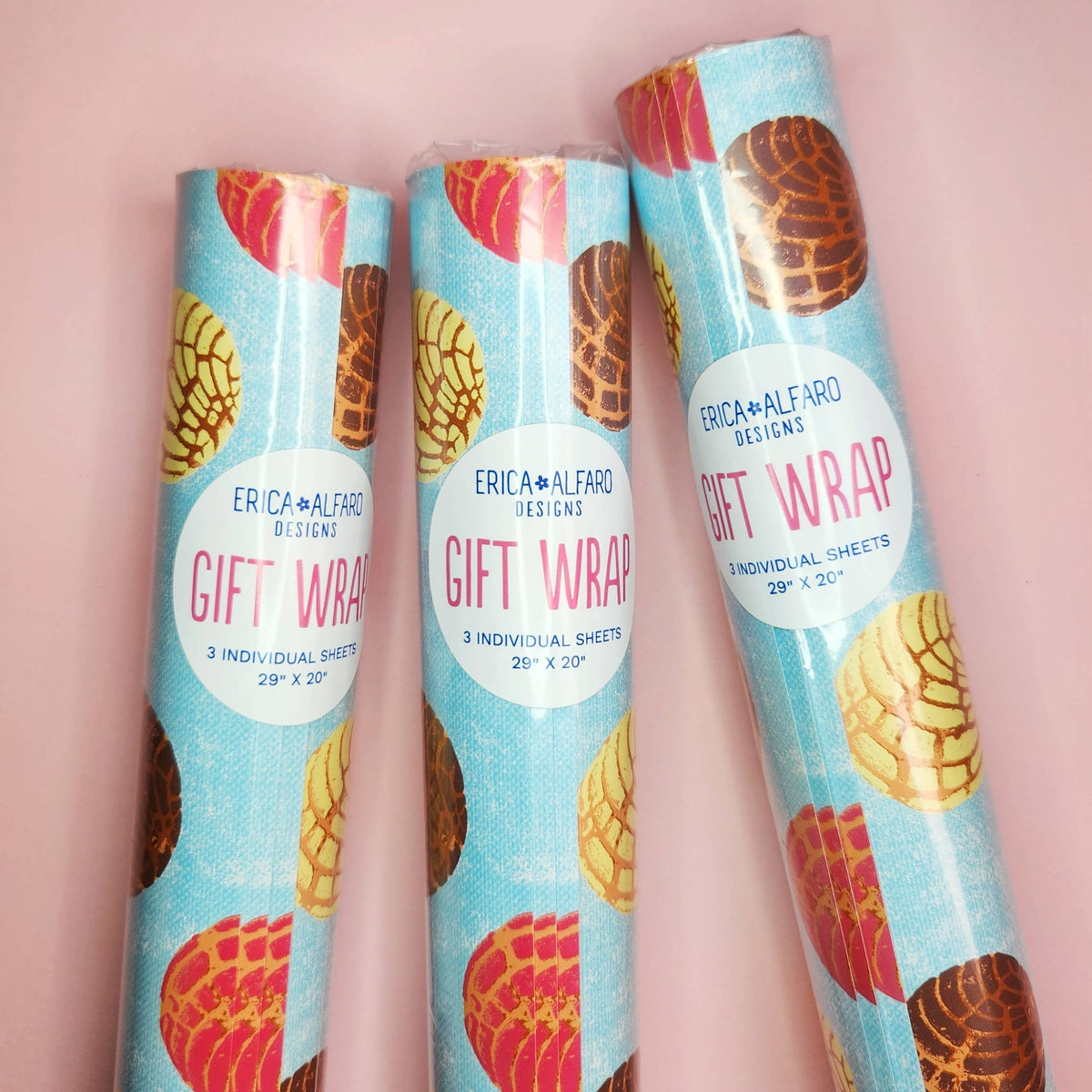 Erica Alfaro Designs - Pan Dulce Concha Gift Wrap Roll of 3 Sheets
