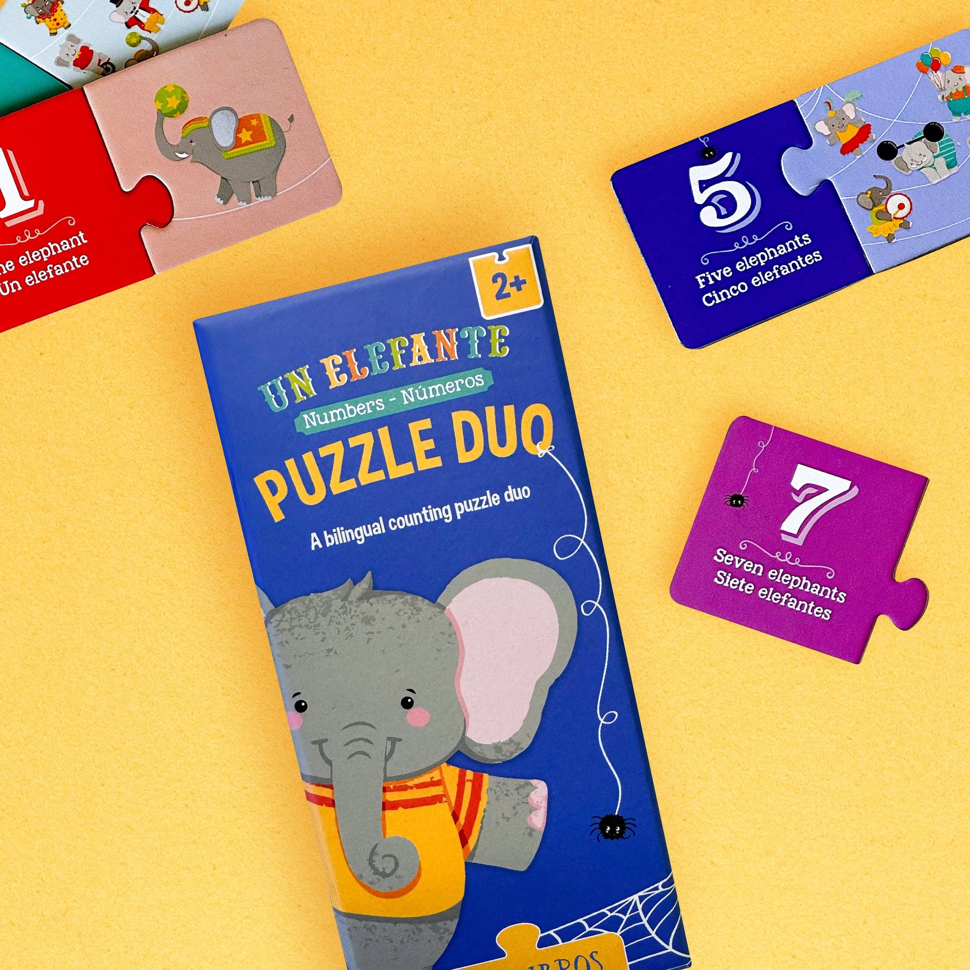 Lil' Libros ~ Bilingual Children's Books & Games - Un Elefante: Numbers / Números Puzzle Duo