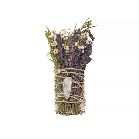 Sarimoire - Floral Sage Clear Quartz Pendant Spiritual Cleansing Bundle