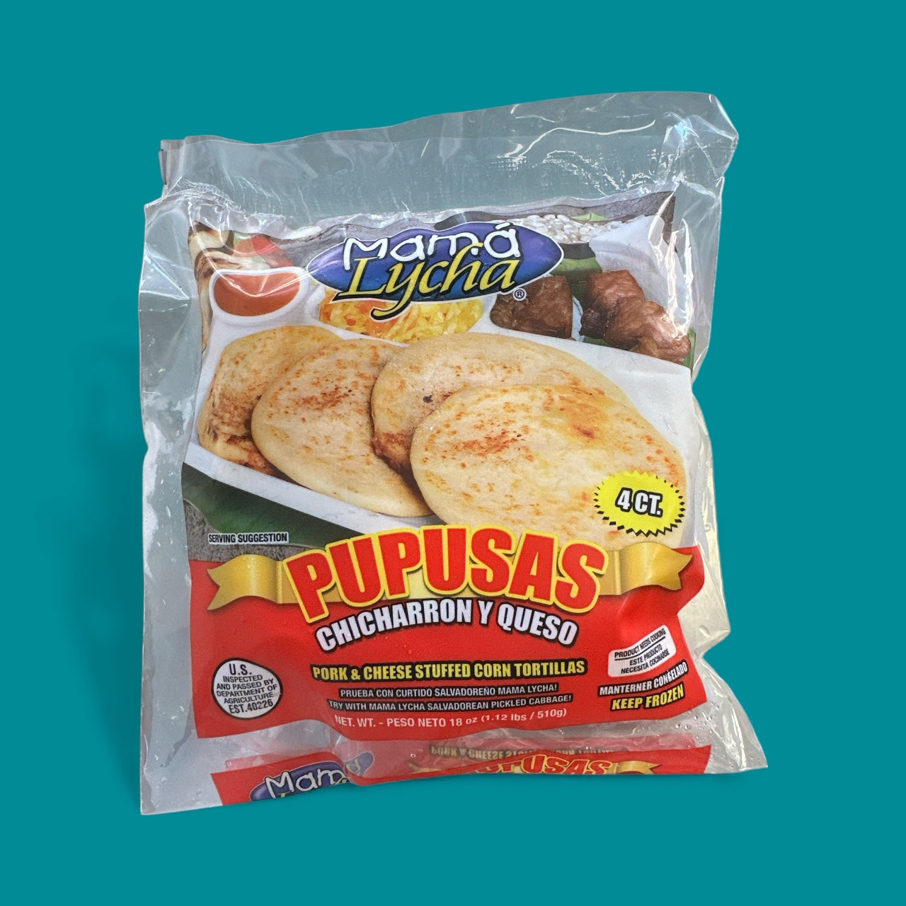 Mama Lycha - Pupusa de Queso & Chicharron, 4pk, 18 oz