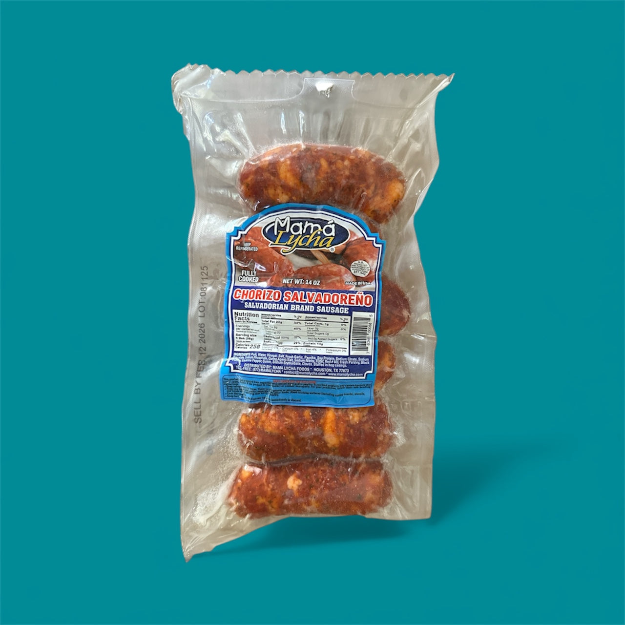 M. Lycha- Chorizo Salvadoreno (Fully Cooked), 14 oz