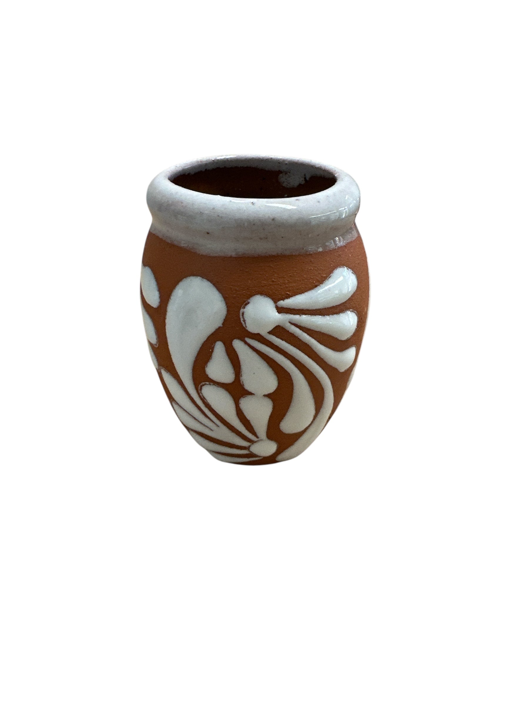 MDLR - Cantarito tequilero con relieve, terracota/blanco