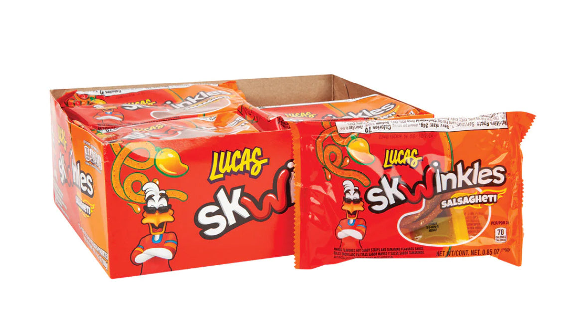 Lucas Skwinkles Salsagueti Mango, 10.2 oz, Pack of 12 pieces
