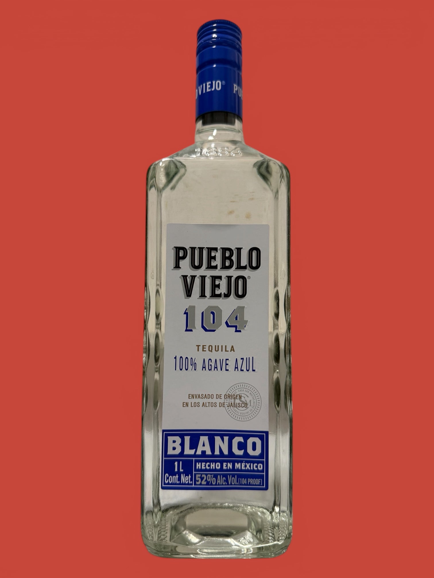 Pueblo Viejo- Tequila Blanco 104 Proof, 1L, Single Bottle