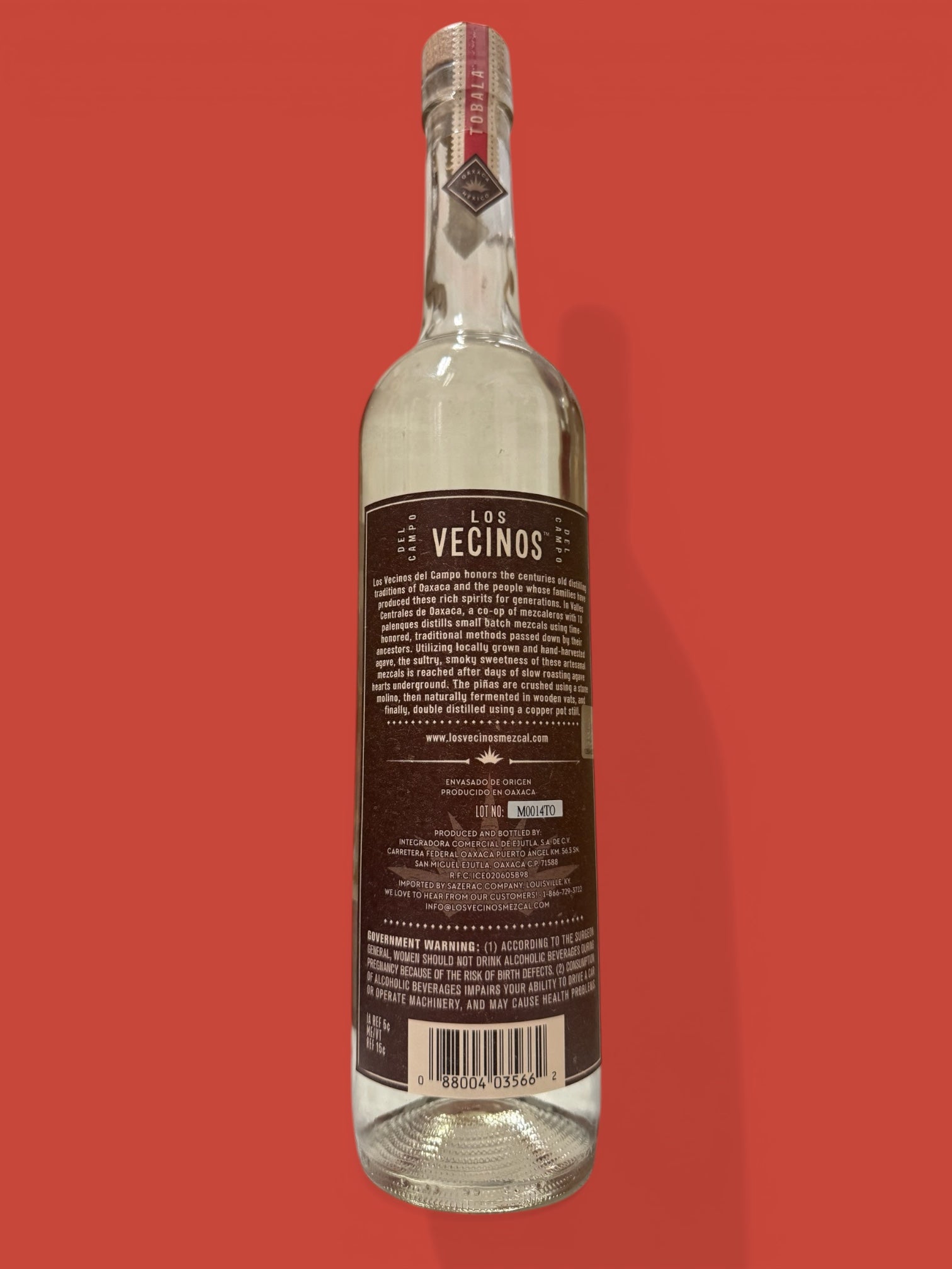 Los Vecinos - Tobala Mezcal, 750 ml, Glass Bottle