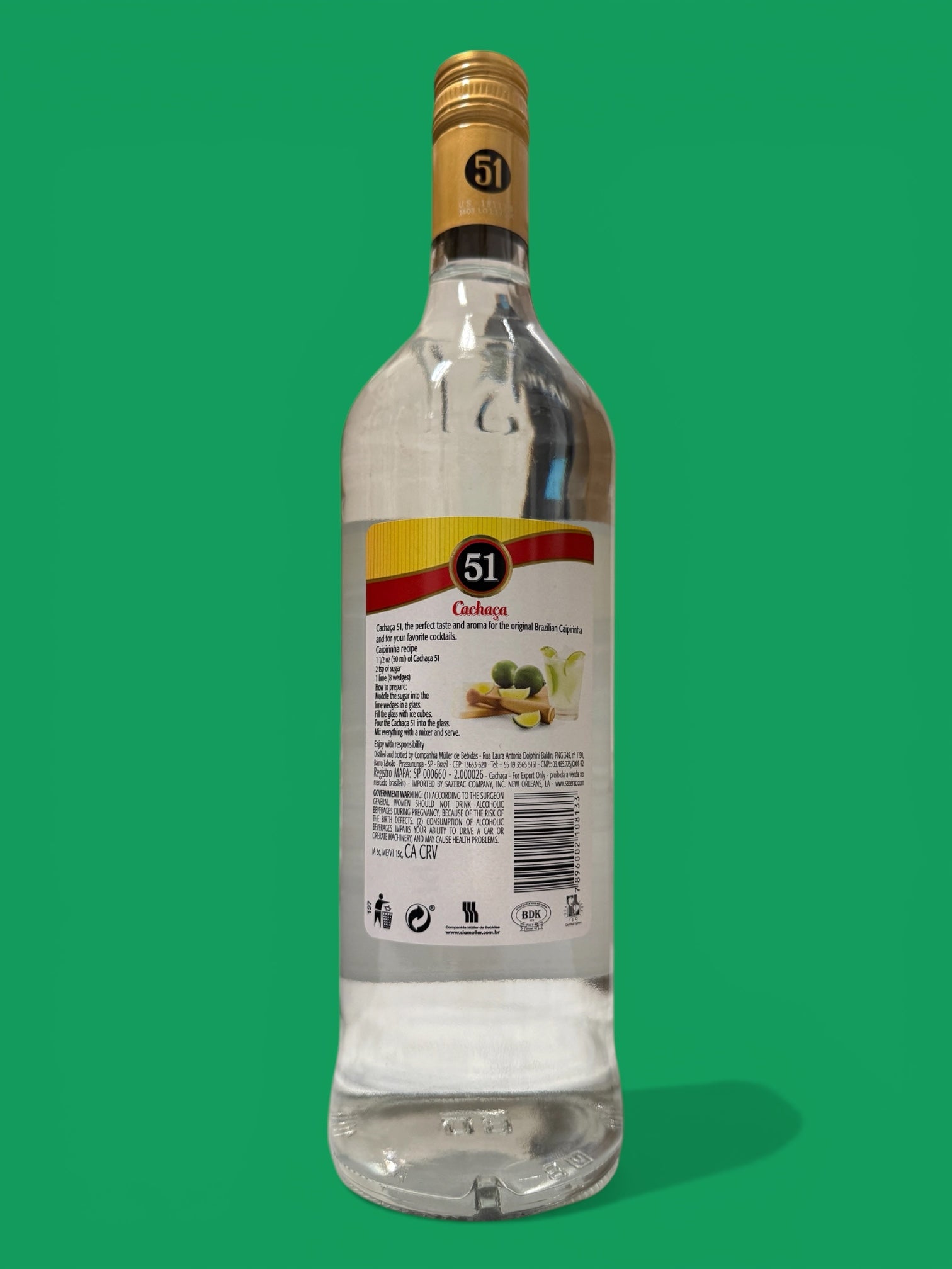 Cachaca 51, 1 L, Single Bottle
