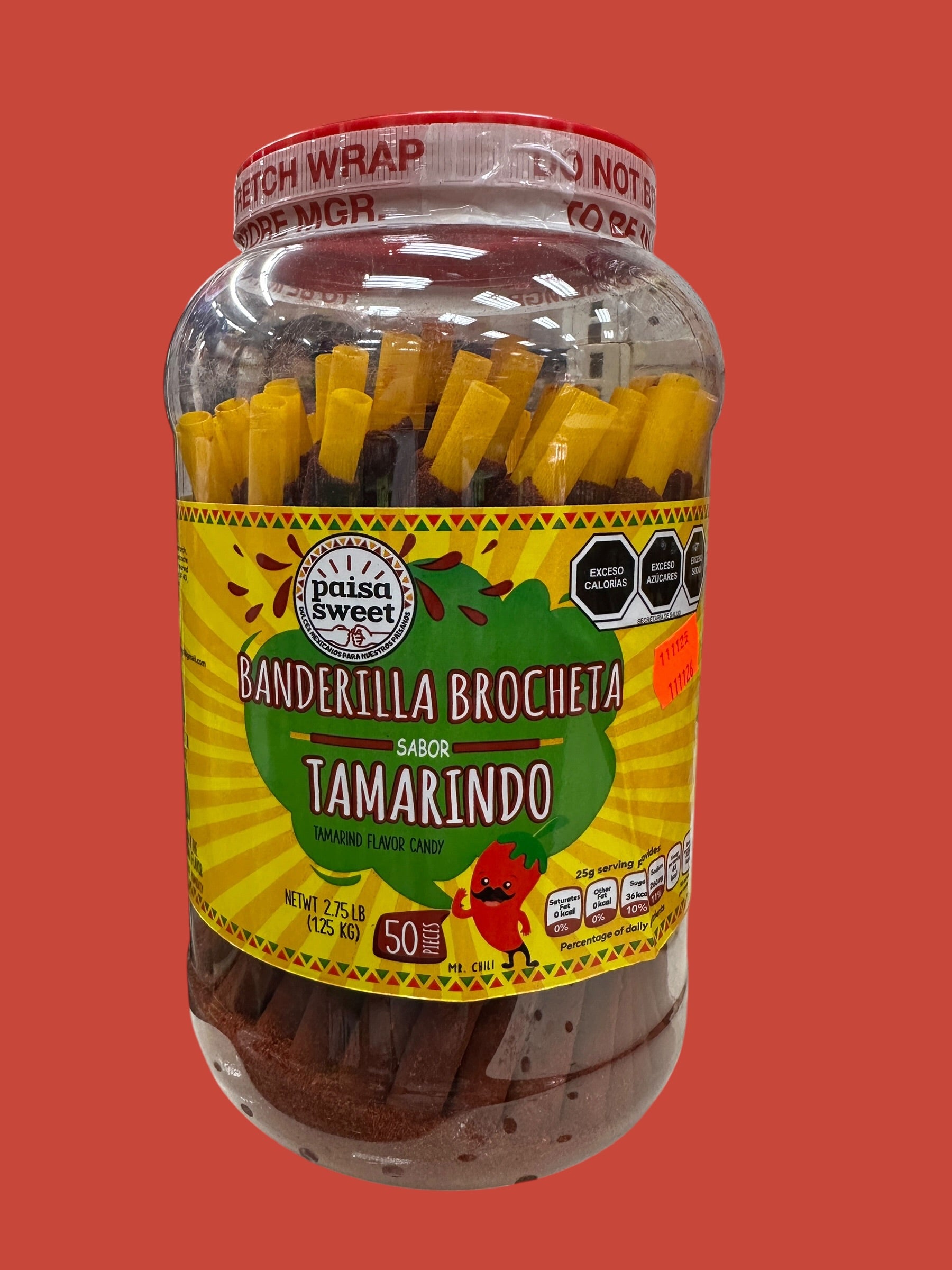 Paisa Sweet - Banderilla Brocheta sabor Tamarindo, Jar with 50 pieces