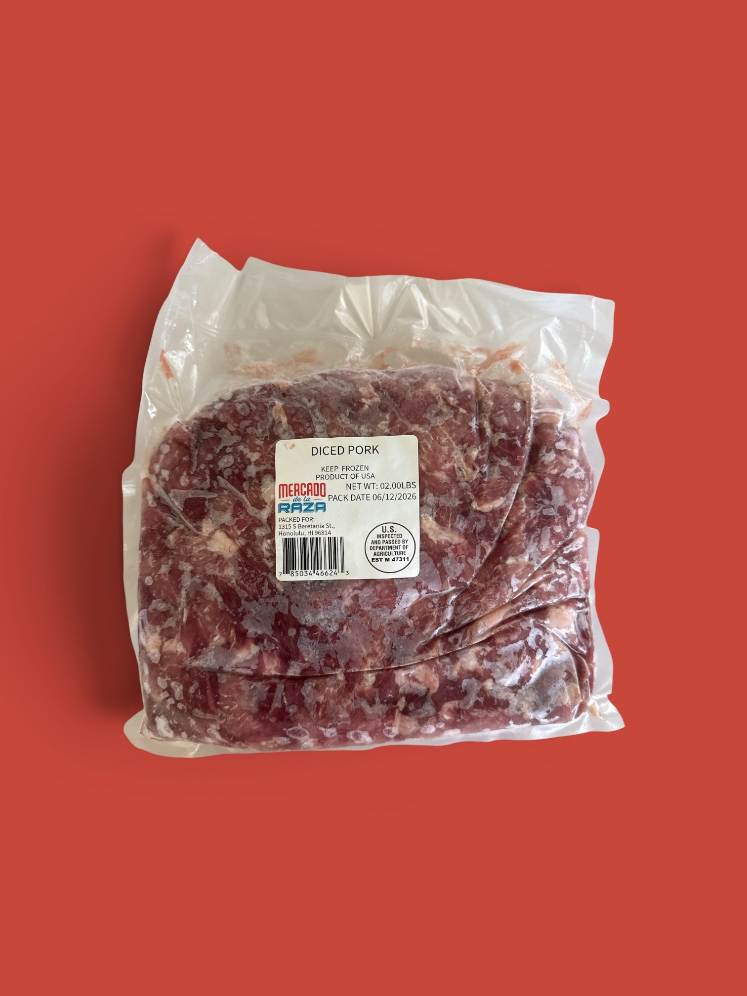 MDLR - Frozen Diced Pork, 2 lb, Single Package