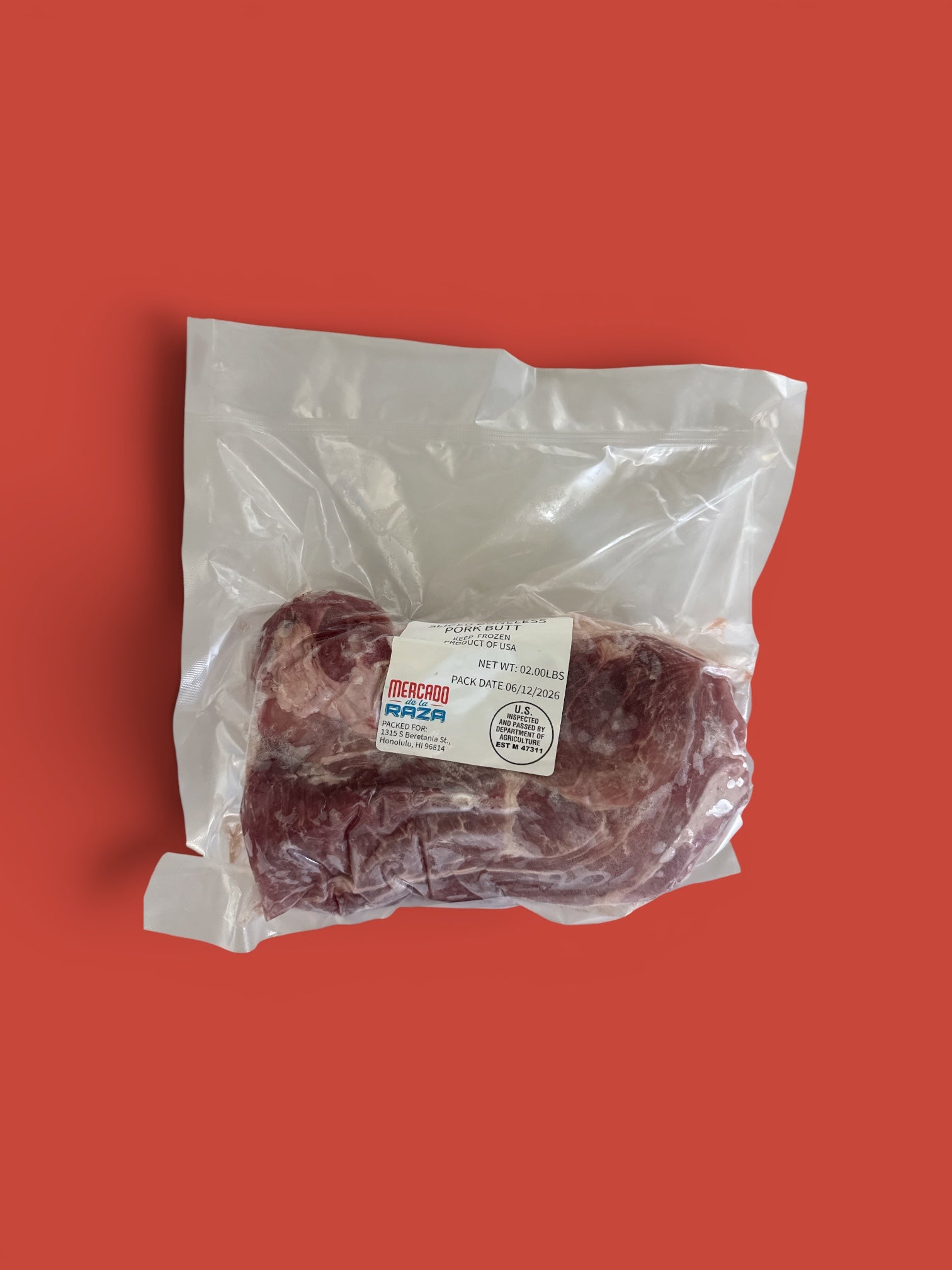MDLR - Frozen Chuleta De Puerco/ Boneless Pork Butt, 2 lbs, Single Package