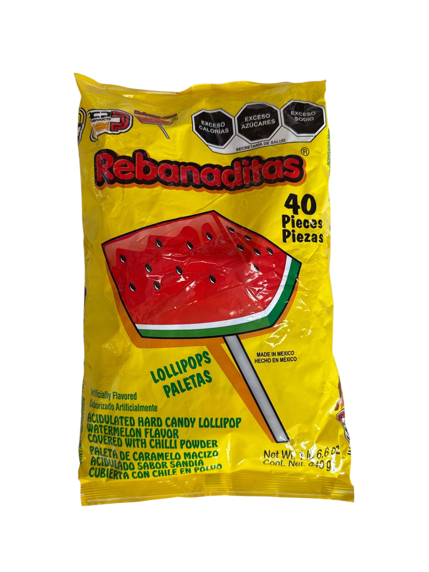Rebanaditas - Watermelon Lollipop W/Chile, Pack with 40